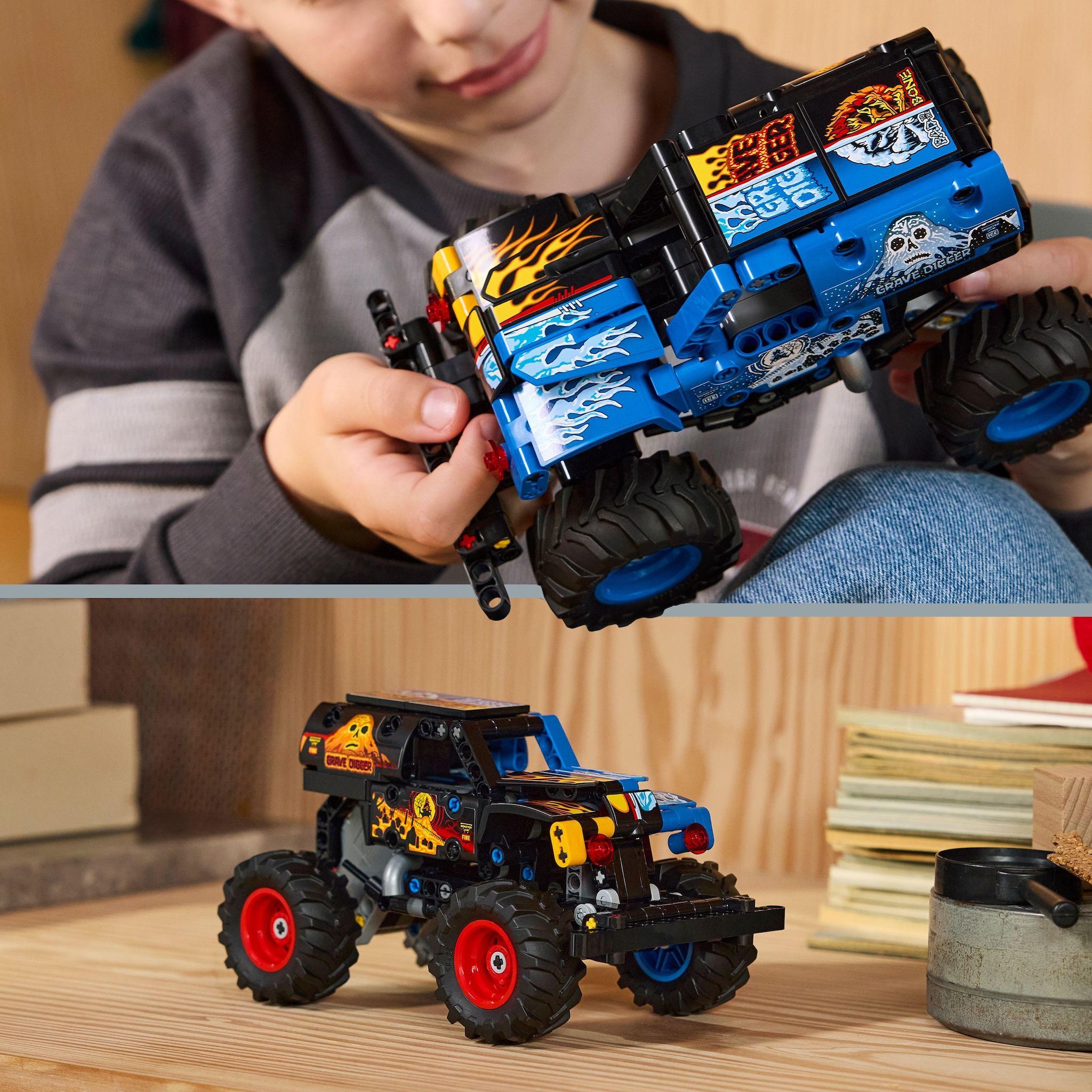 Voir la diapositive 6 : LEGO Technic 42219 - Monster Jam Grave Digger - Feu et Glace