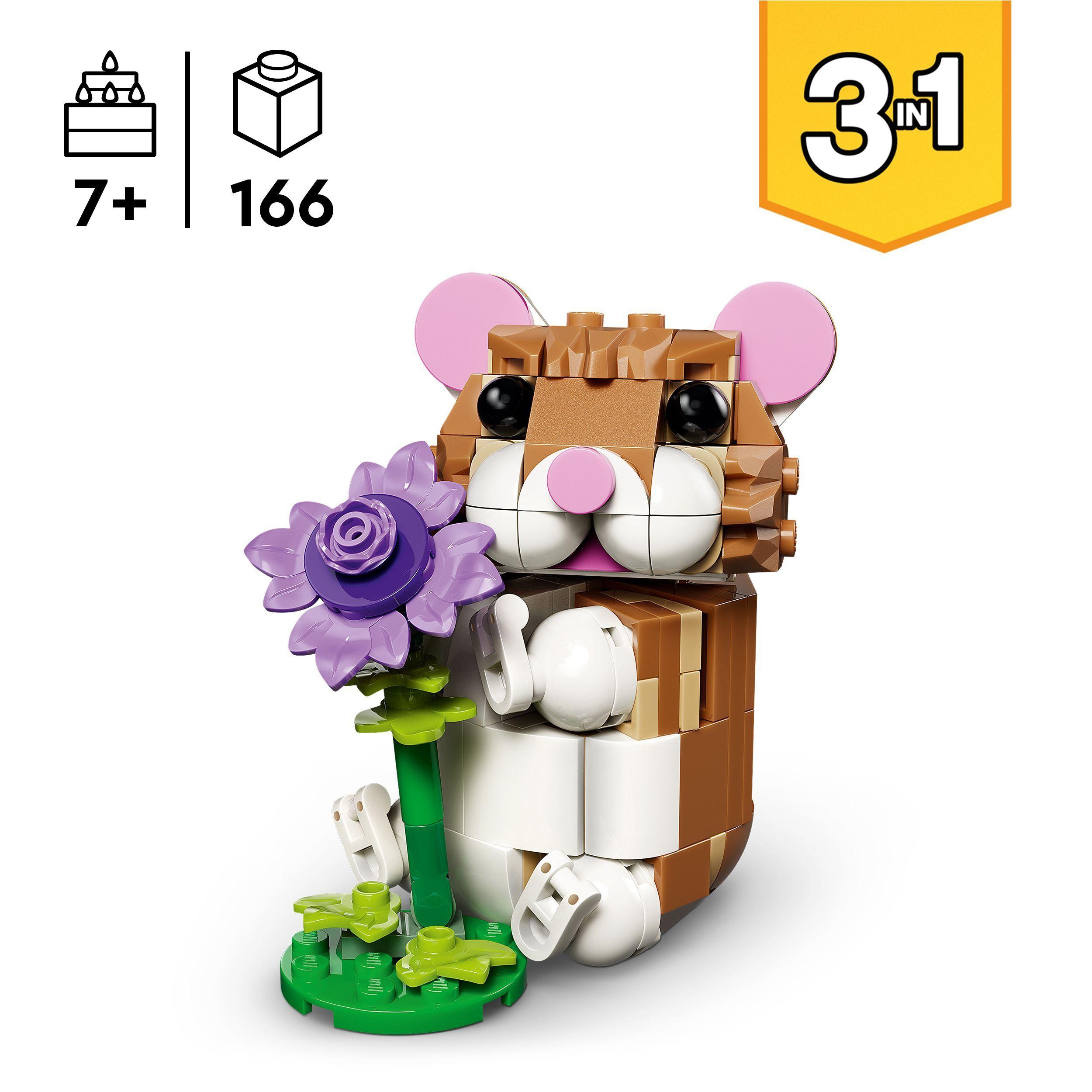 Voir la diapositive 3 : LEGO Creator 3-en-1 31376 L’Adorable Hamster et la Fleur - Jouet de Construction dès 7 ans