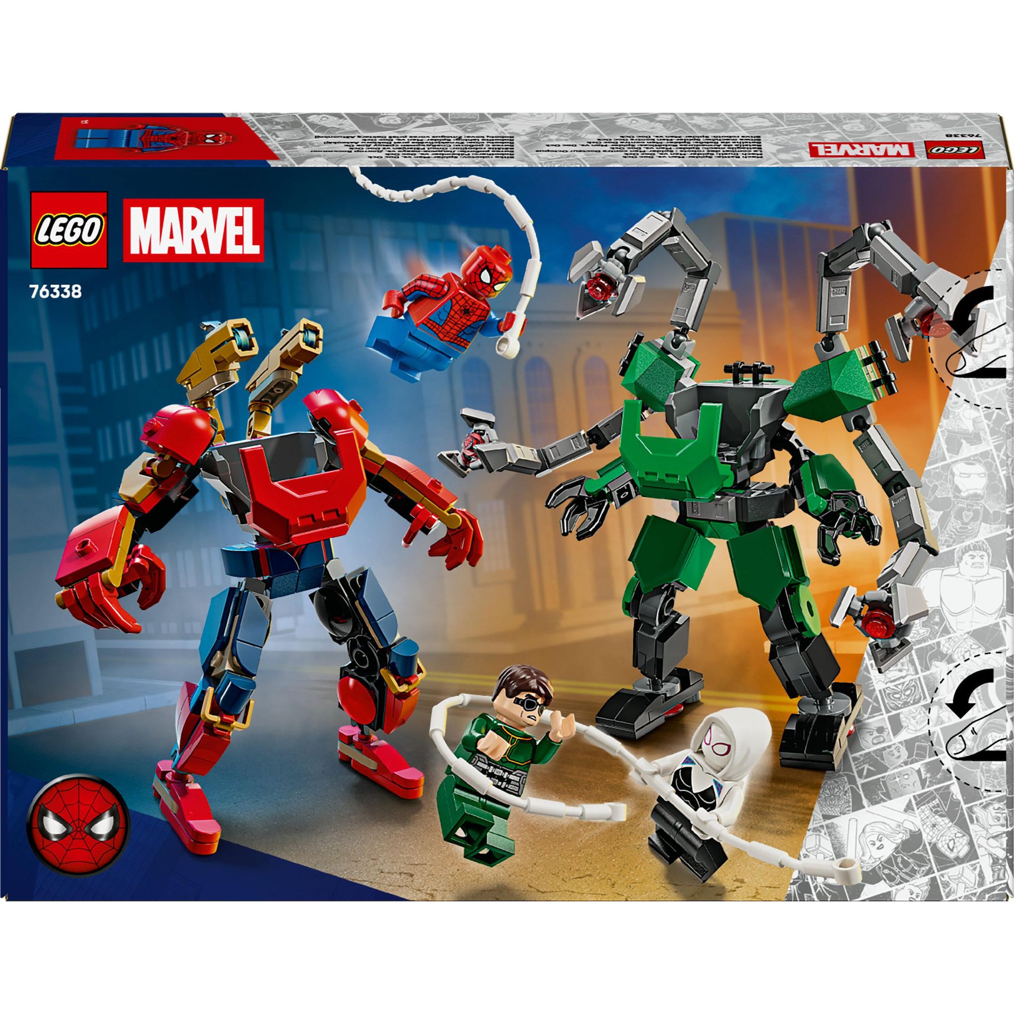 Voir la diapositive 8 : LEGO Marvel 76338 - Le Combat des Robots : Spider-Man contre Docteur Octopus