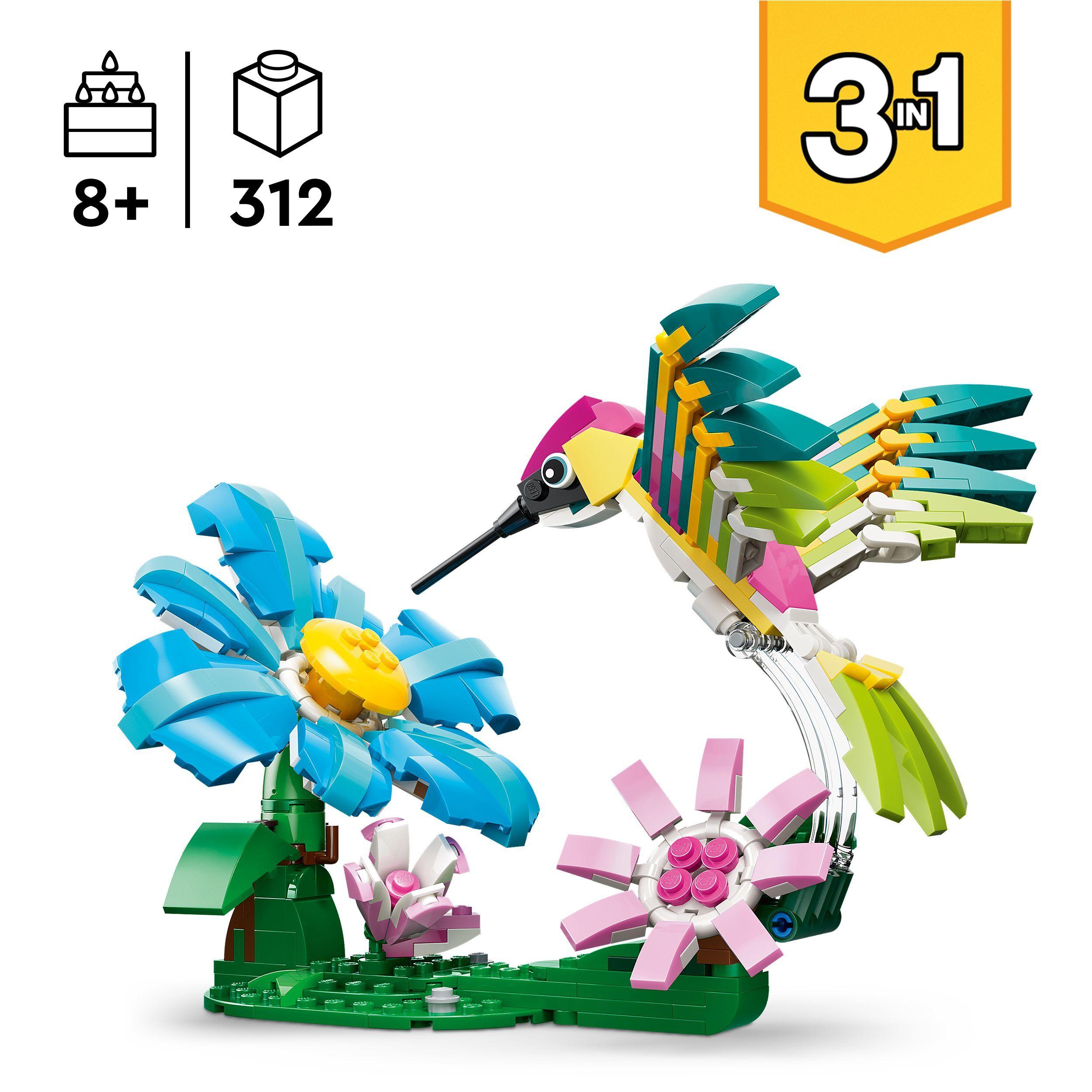 Voir la diapositive 3 : LEGO Creator 3-en-1 31384 Animaux Sauvages : le Colibri Coloré - Jeu de Construction 8 ans