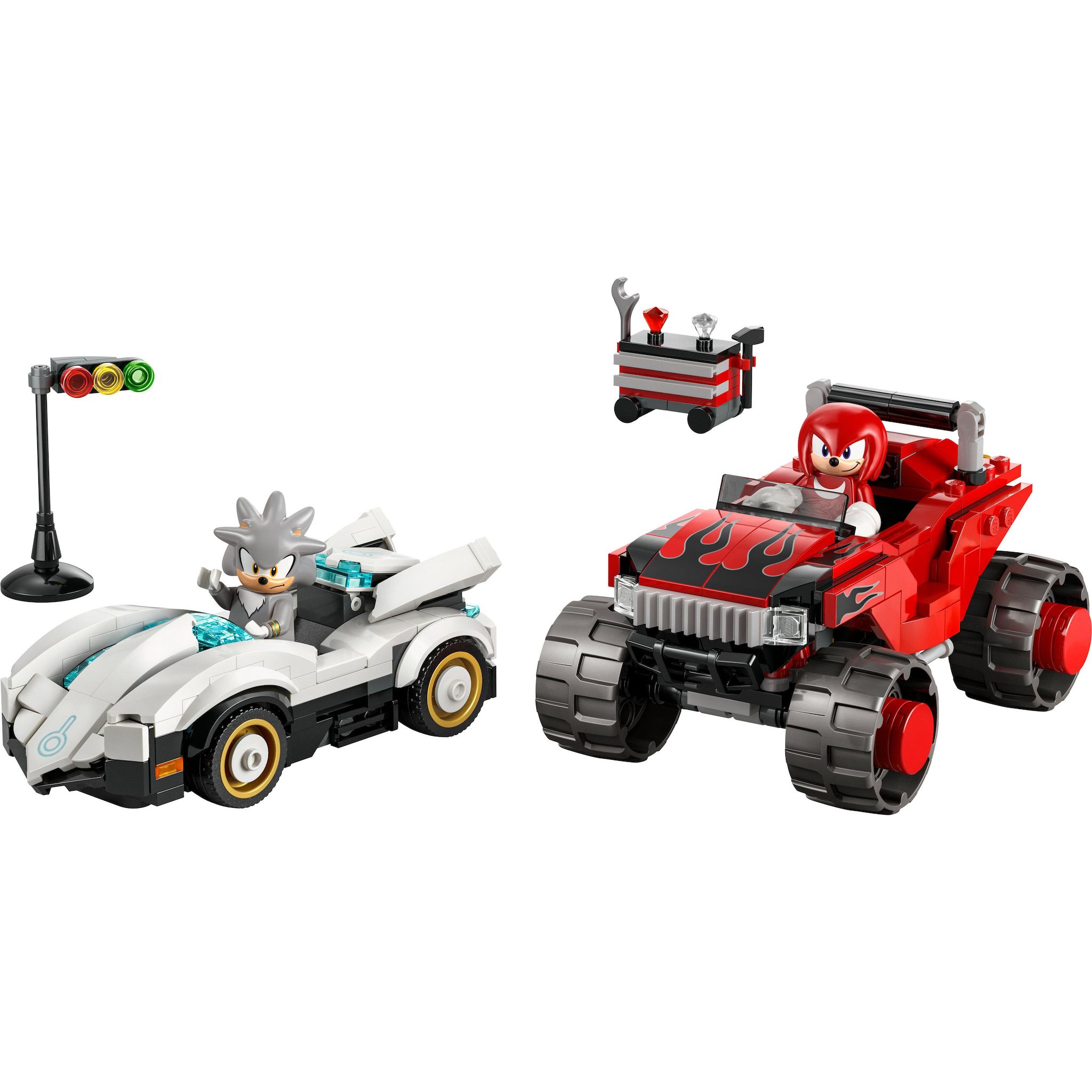 Voir la diapositive 2 : LEGO Sonic 77118 - La Voiture de Silver contre le Monster Truck de Knuckles