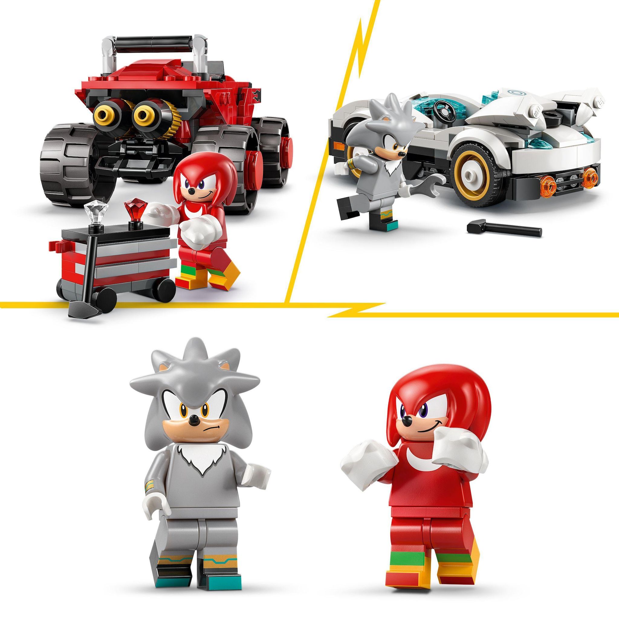 Voir la diapositive 5 : LEGO Sonic 77118 - La Voiture de Silver contre le Monster Truck de Knuckles