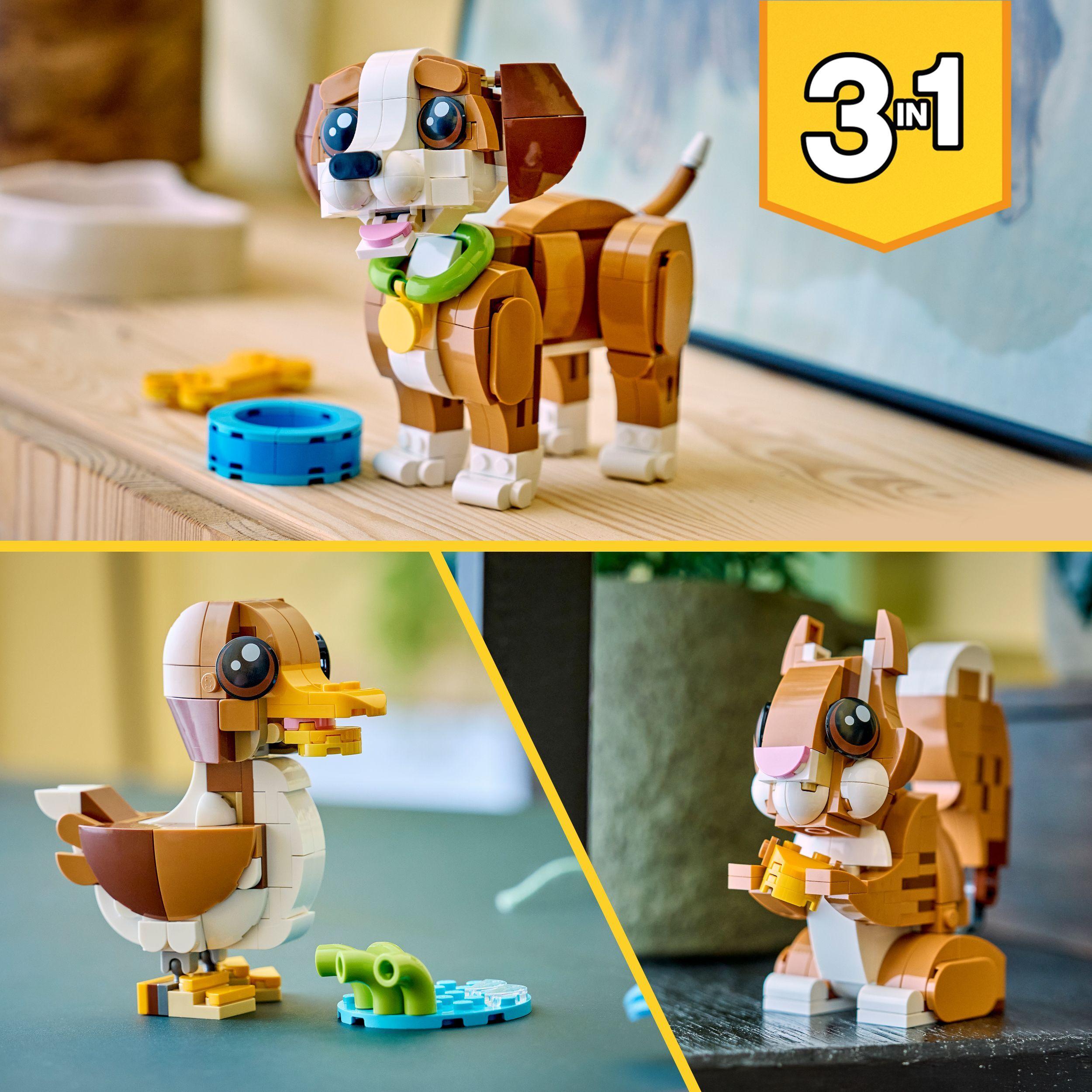 Voir la diapositive 6 : LEGO Creator 3-en-1 31382 Les Adorables Animaux : le Chiot Joueur - Jeu dès 8 ans - Cadeau