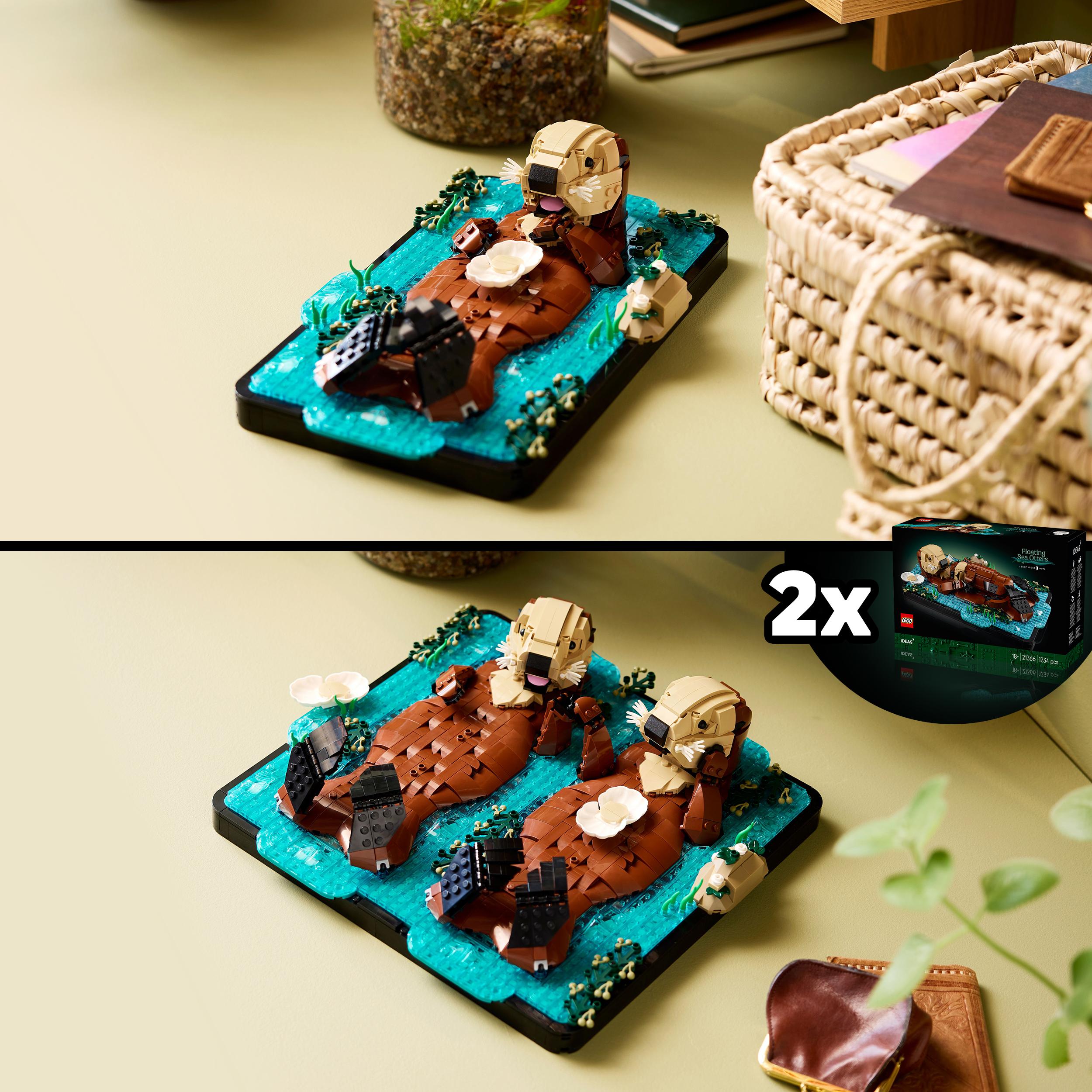 Voir la diapositive 4 : LEGO Ideas 21366 Les Loutres Câlines - Set de Construction Adulte - Maquette d'Animaux