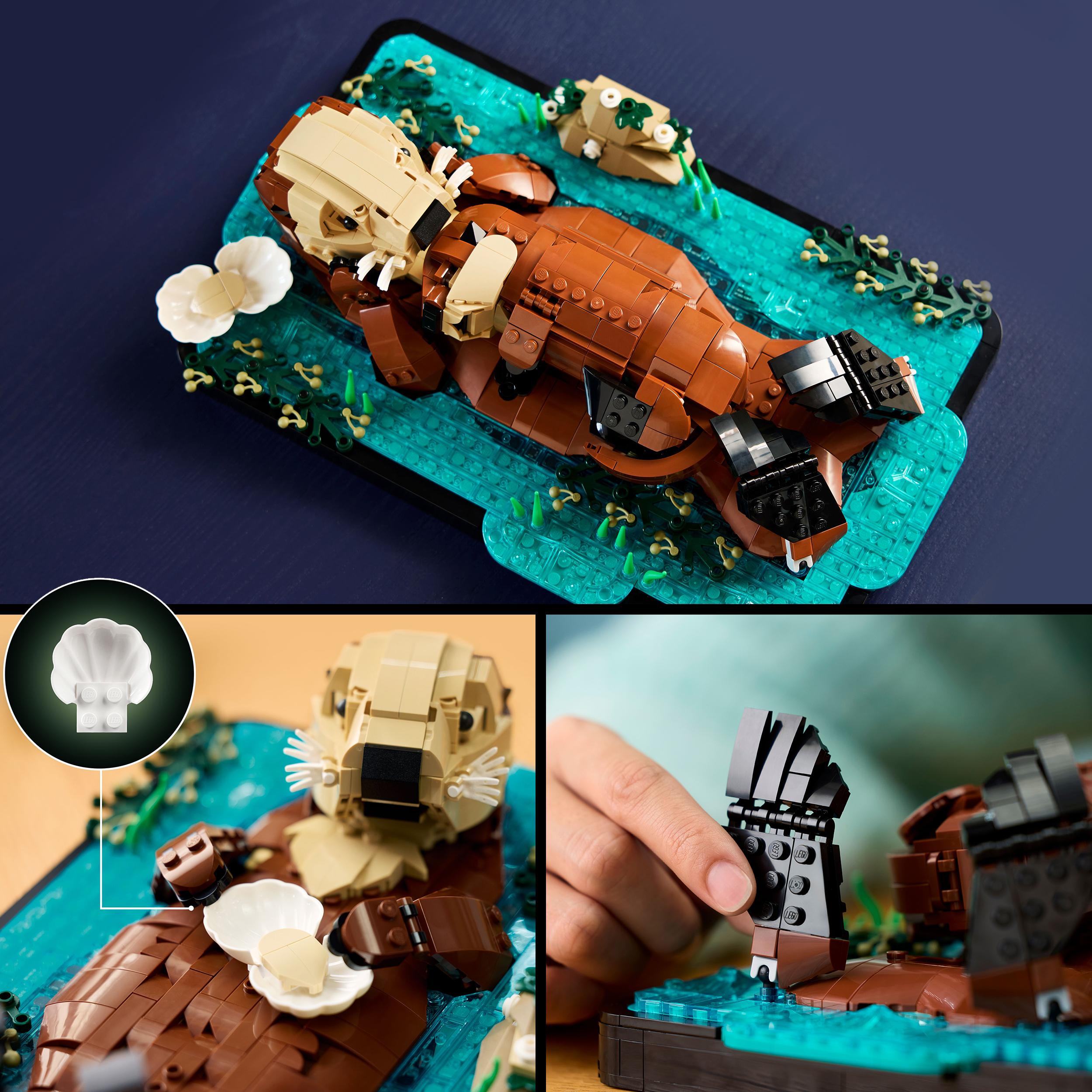 Voir la diapositive 5 : LEGO Ideas 21366 Les Loutres Câlines - Set de Construction Adulte - Maquette d'Animaux