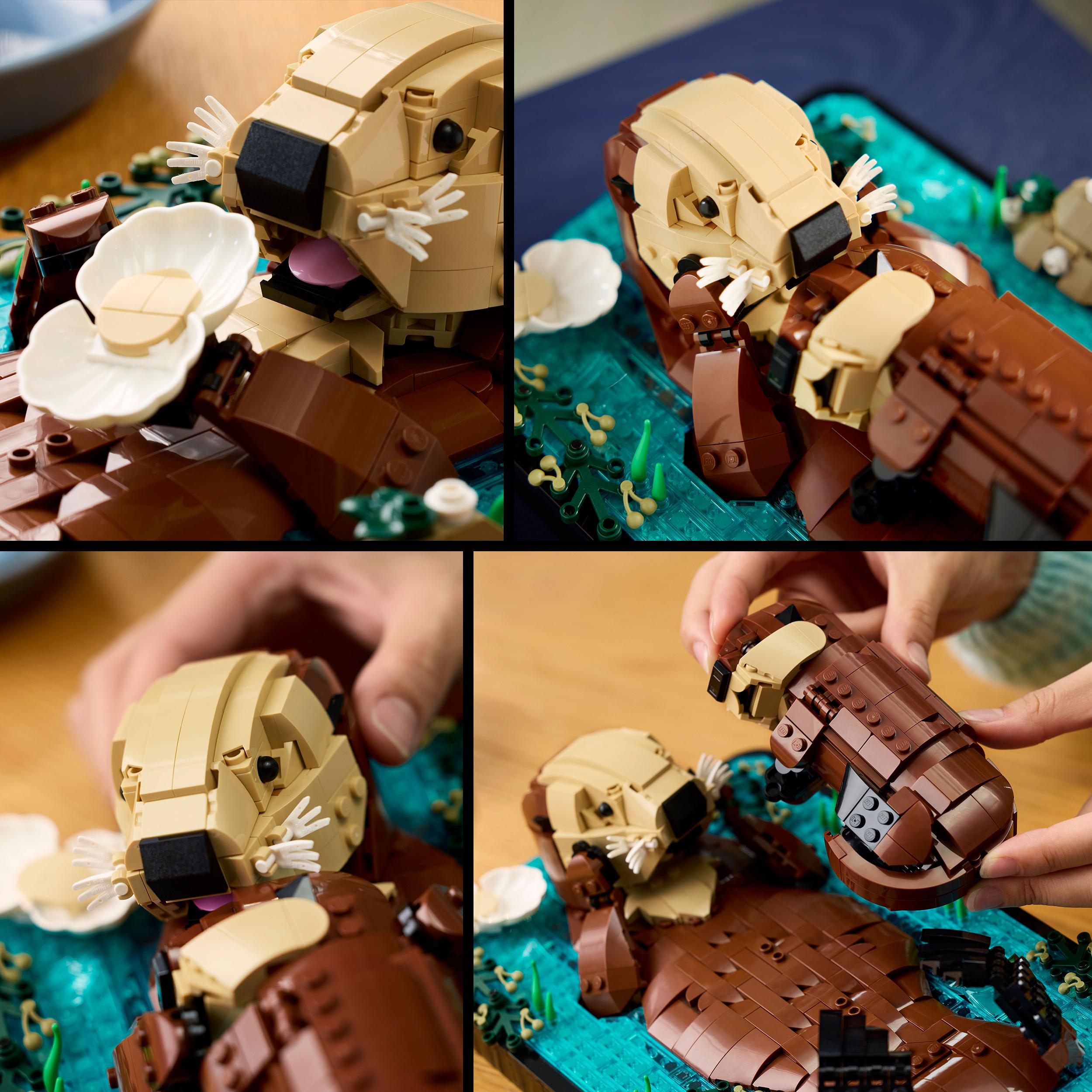 Voir la diapositive 6 : LEGO Ideas 21366 Les Loutres Câlines - Set de Construction Adulte - Maquette d'Animaux
