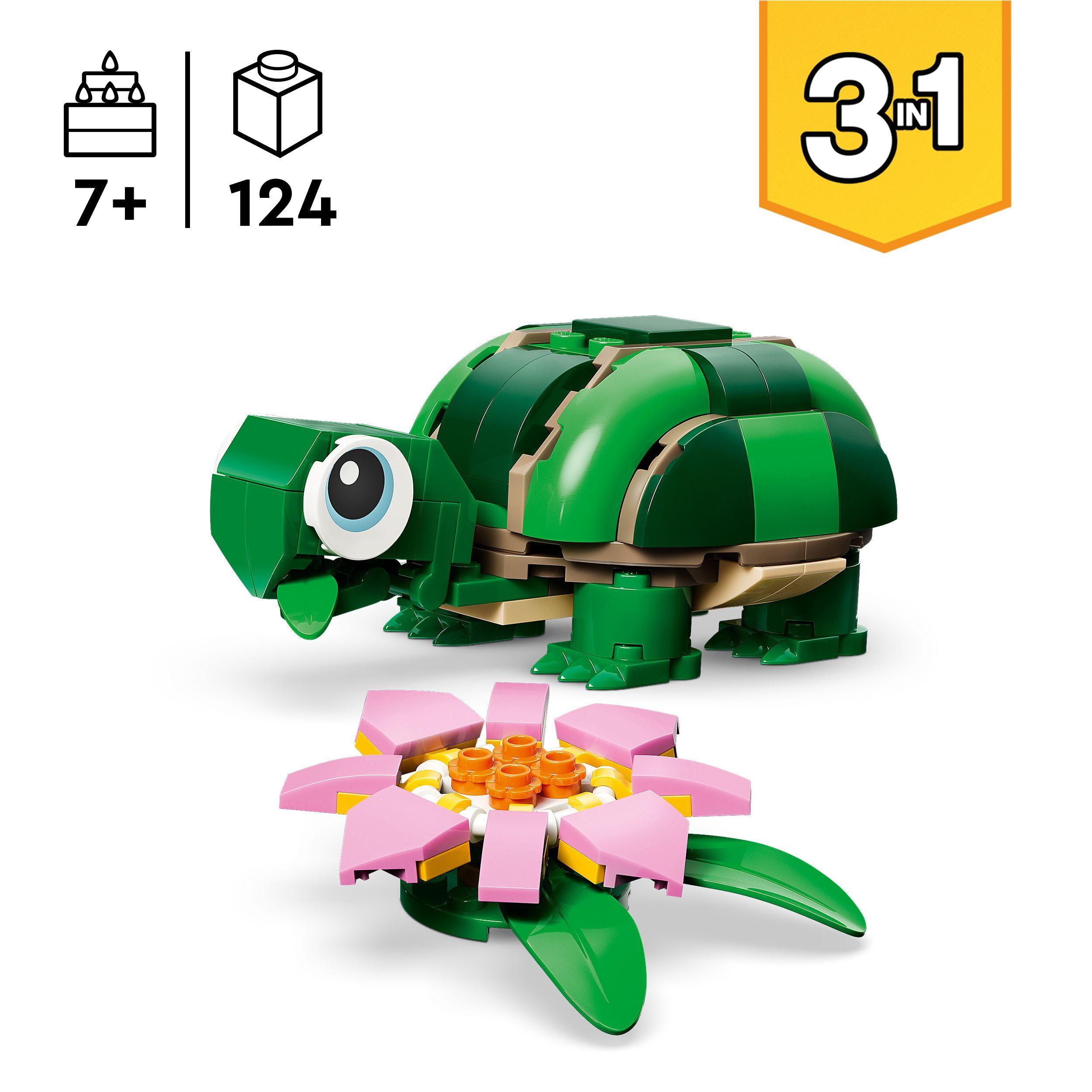 Voir la diapositive 3 : LEGO Creator 3-en-1 31377 La Tortue et la Fleur de Nénuphar - Jouet de Construction 7 ans