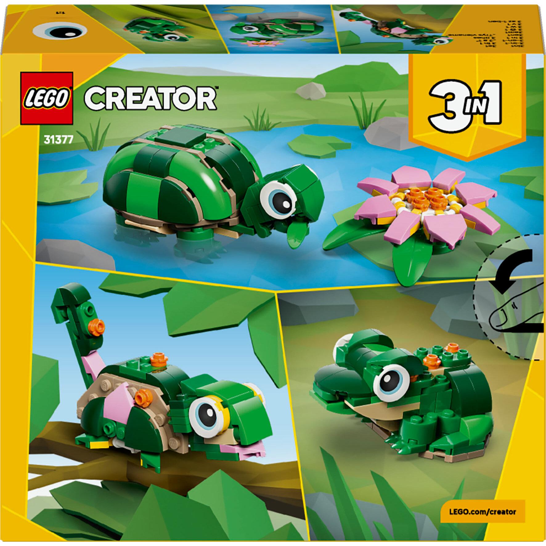 Voir la diapositive 8 : LEGO Creator 3-en-1 31377 La Tortue et la Fleur de Nénuphar - Jouet de Construction 7 ans