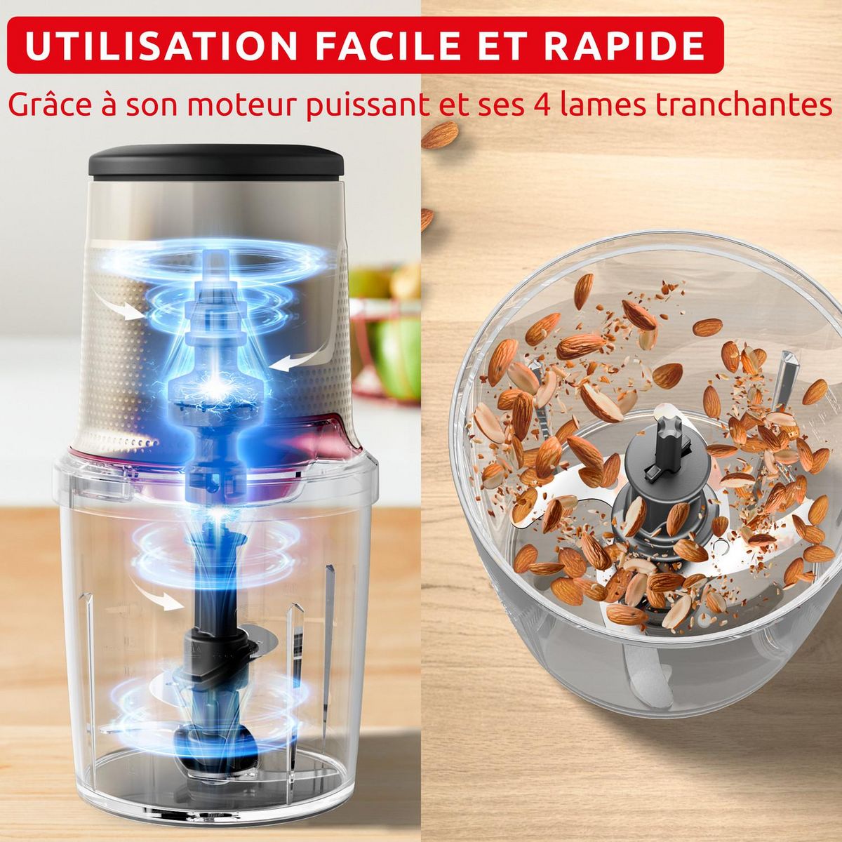 MOULINEX Mini hachoir électrique AT740BF1 - Écru