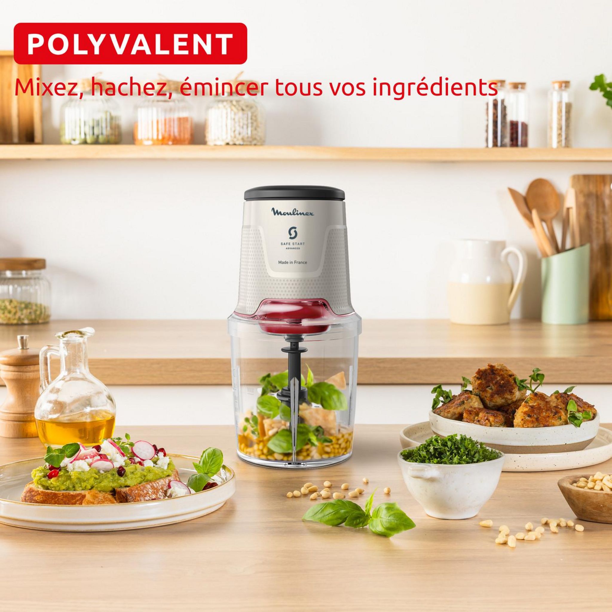 Voir la diapositive 4 : MOULINEX Mini hachoir électrique AT740BF1 - Écru