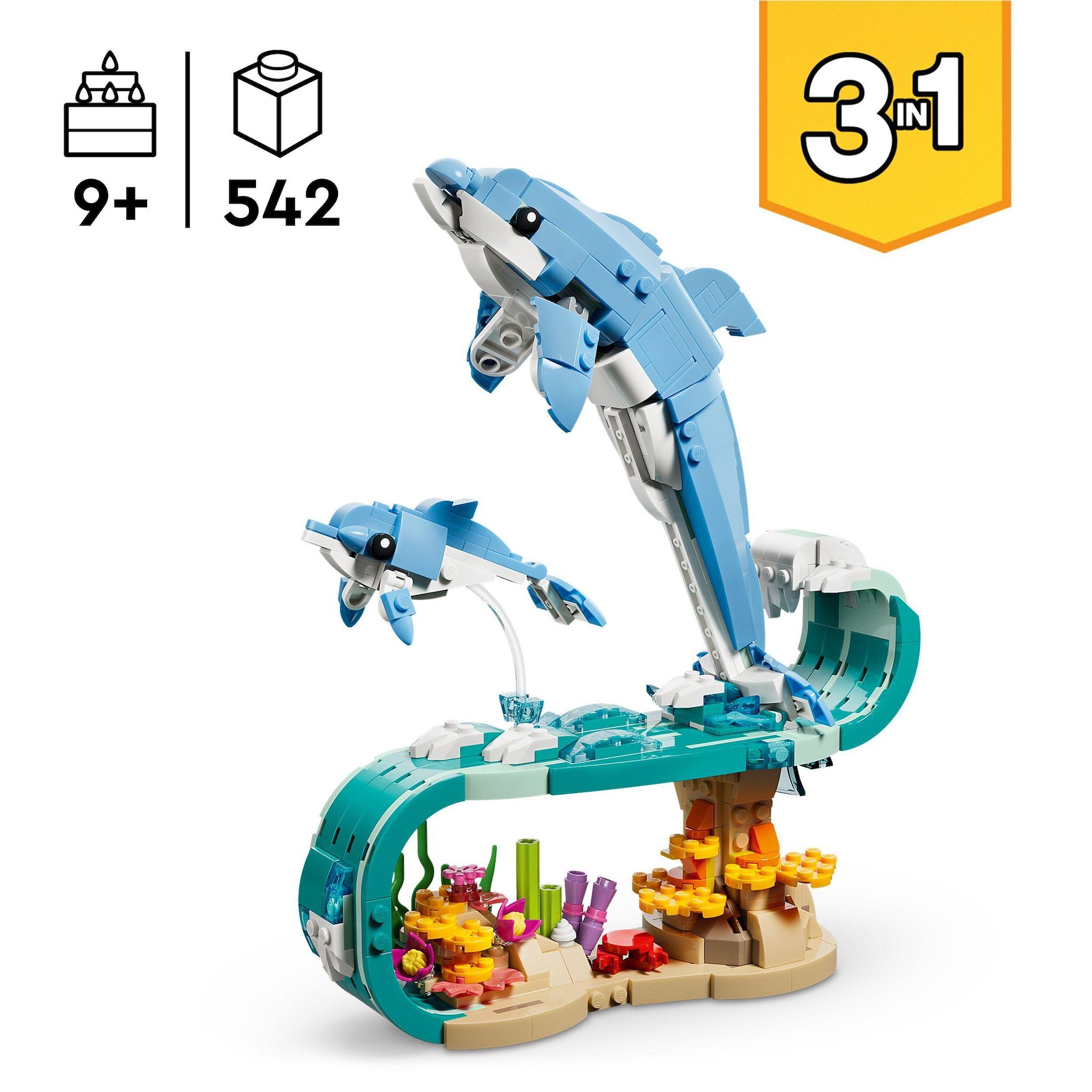 Voir la diapositive 3 : LEGO Creator 31385 - Animaux Marins : les Beaux Dauphins