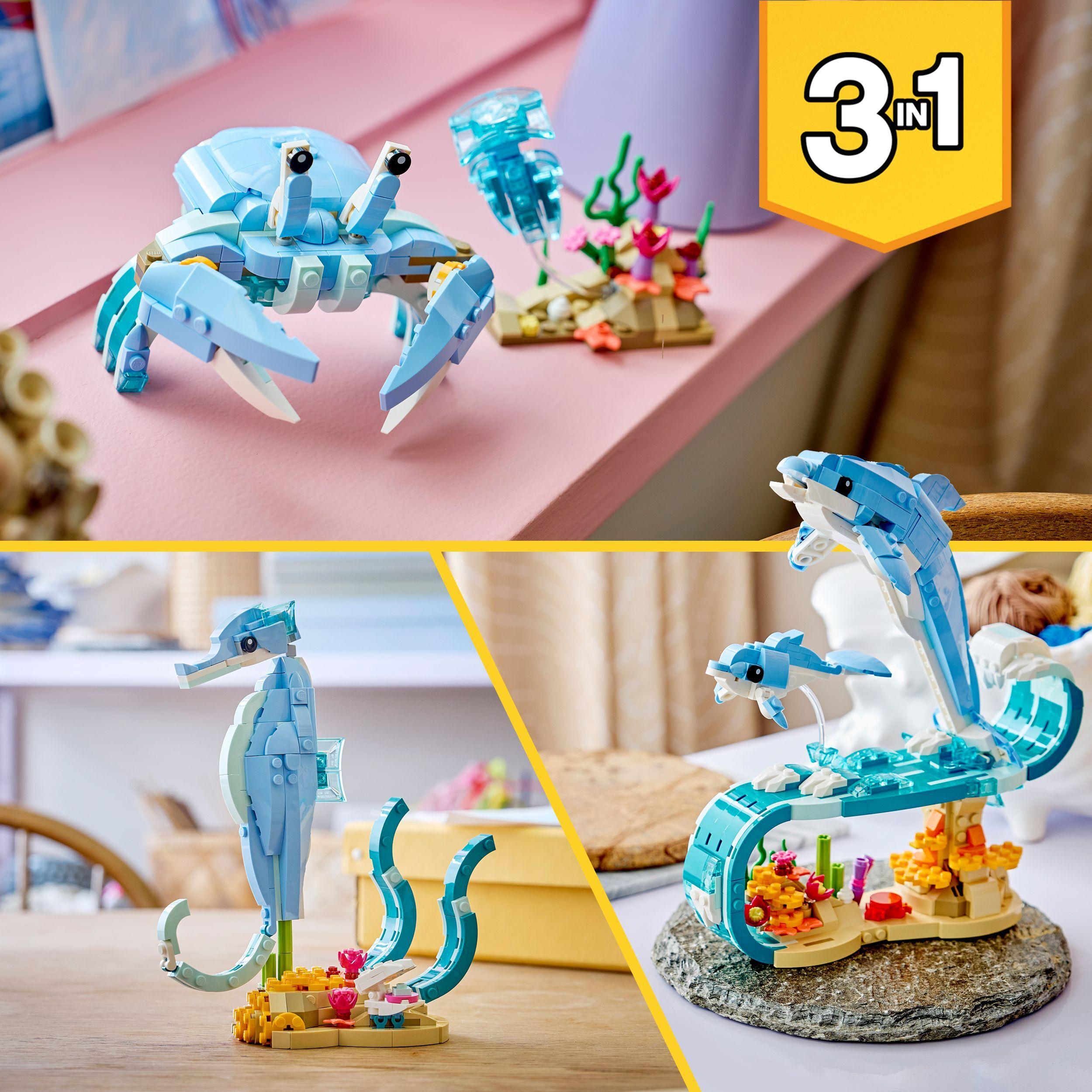 Voir la diapositive 6 : LEGO Creator 3-en-1 31385 Animaux Marins : les Beaux Dauphins - Jeu de Construction 9 ans