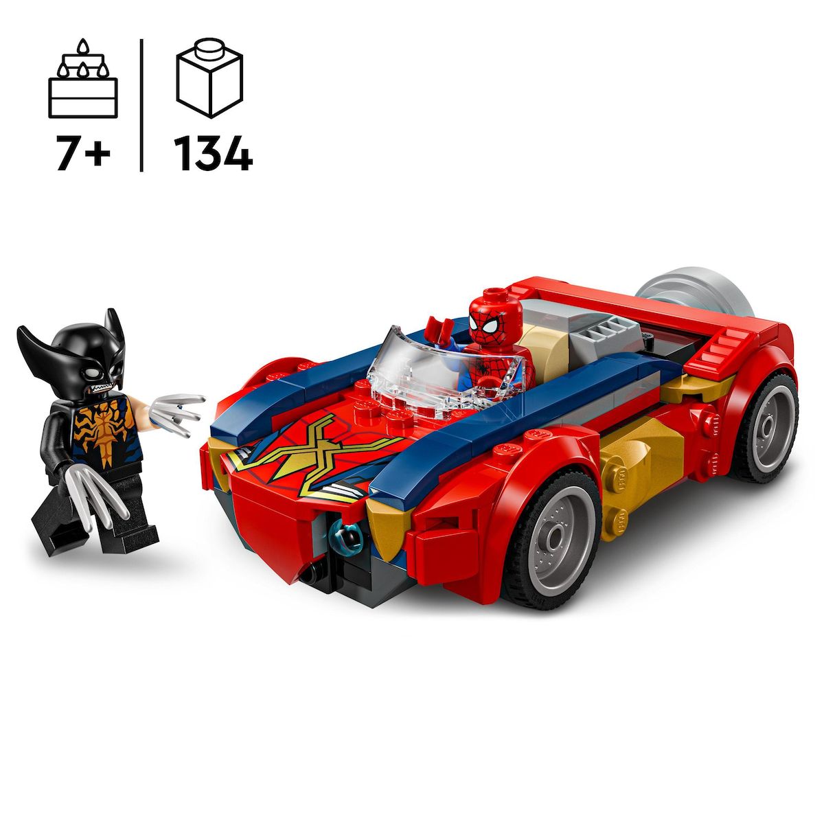 LEGO Marvel 76336 - Spider-Man et sa Voiture contre Wolverine Vénomisé