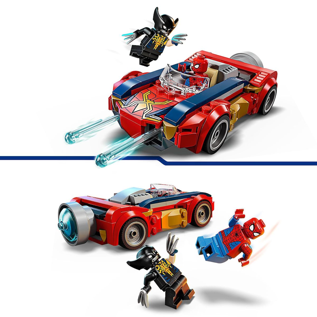 LEGO Marvel 76336 - Spider-Man et sa Voiture contre Wolverine Vénomisé