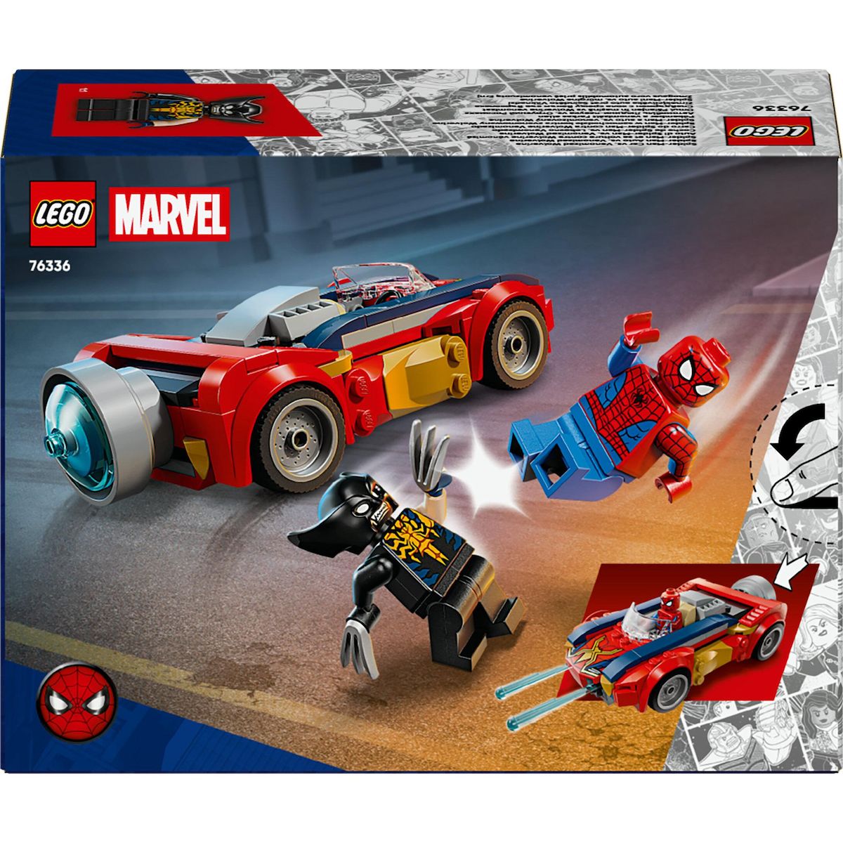 LEGO Marvel 76336 - Spider-Man et sa Voiture contre Wolverine Vénomisé