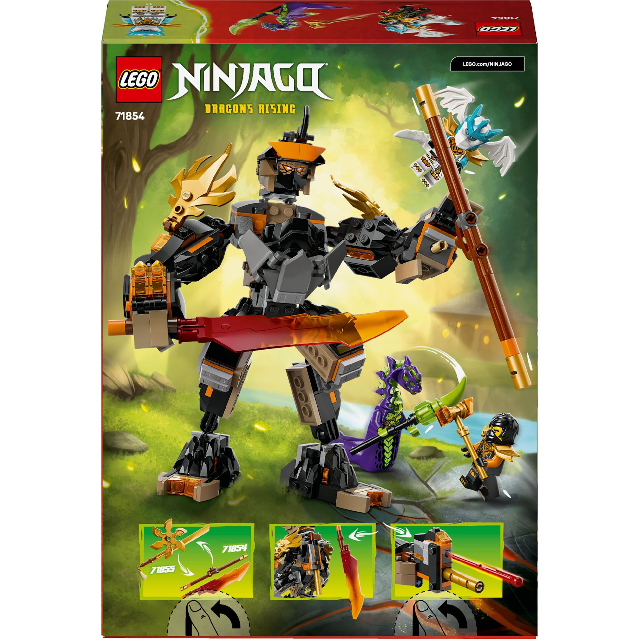 Voir la diapositive 8 : LEGO Ninjago 71854 - La mission du Robot Cole et du dragon Zane