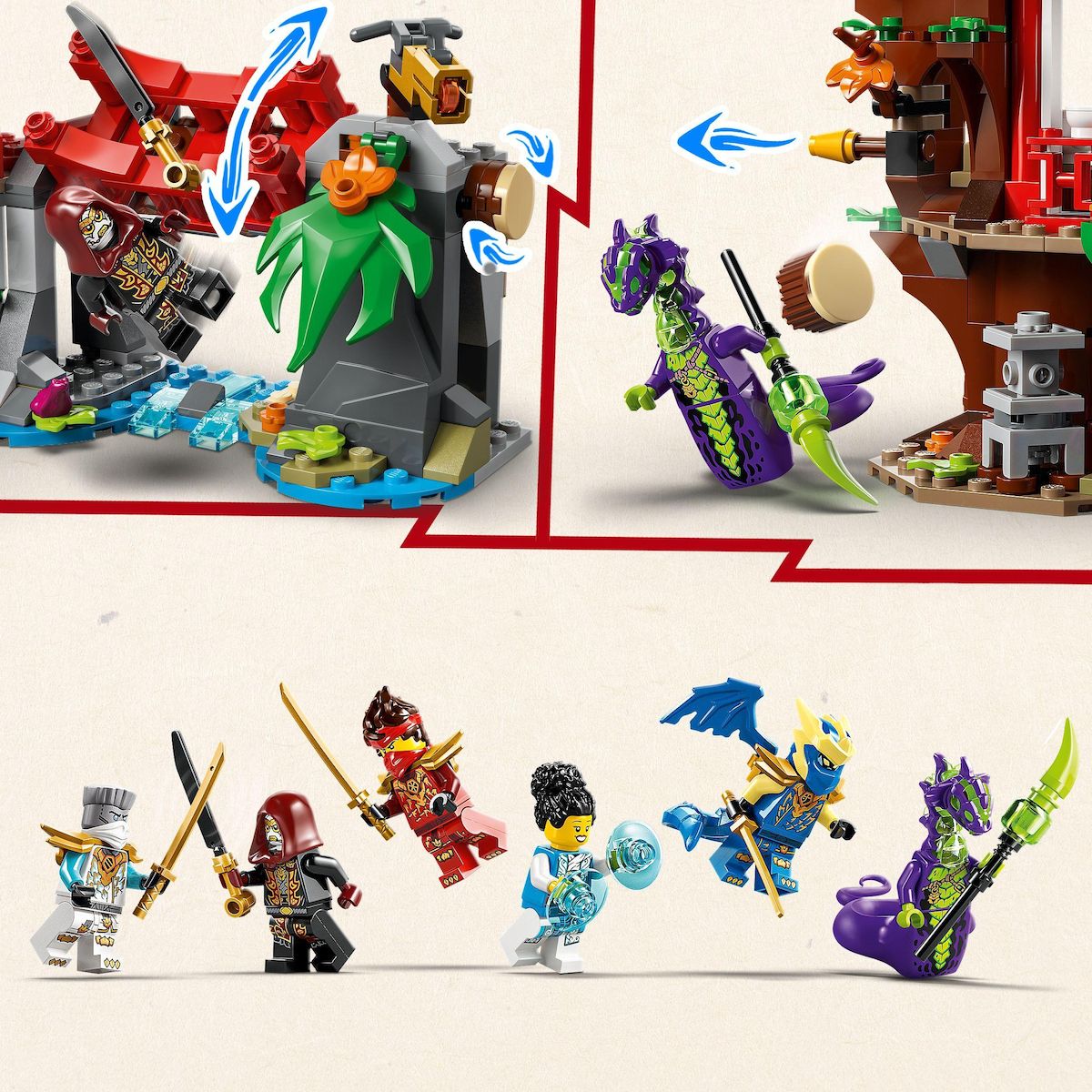 LEGO Ninjago 71857 - La cabane et les véhicules des ninjas