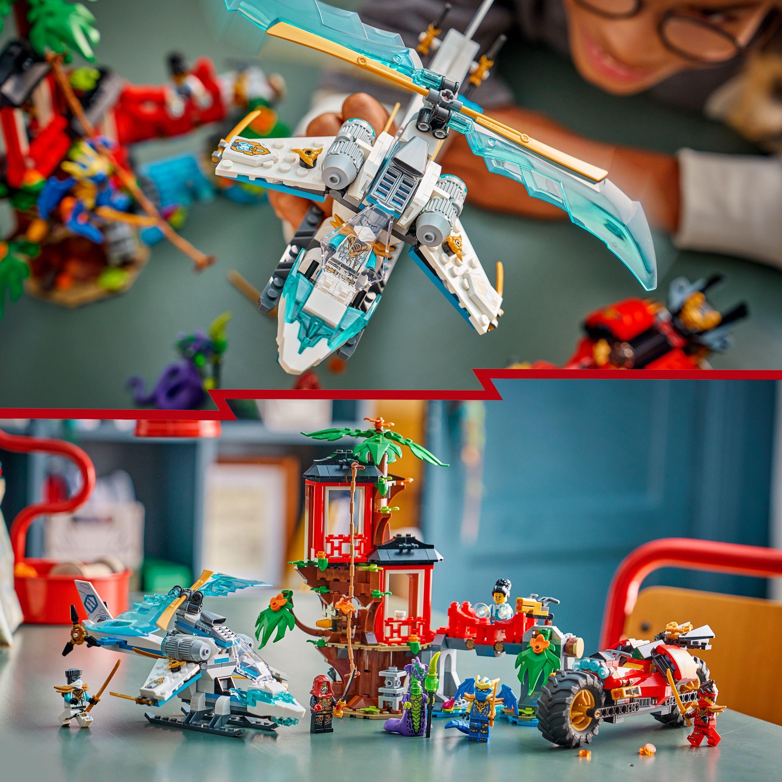 Voir la diapositive 6 : LEGO Ninjago 71857 - La cabane et les véhicules des ninjas