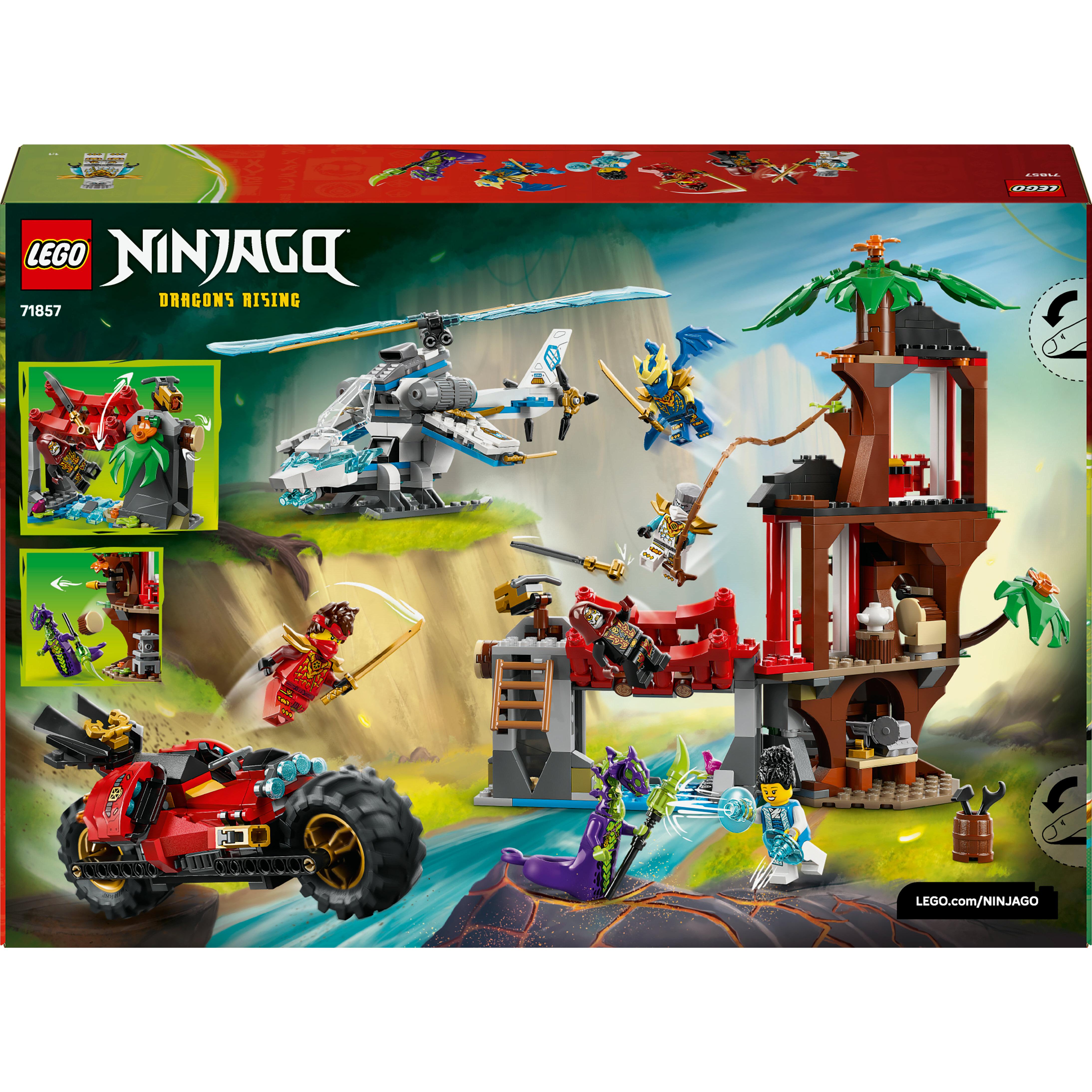 Voir la diapositive 8 : LEGO Ninjago 71857 - La cabane et les véhicules des ninjas