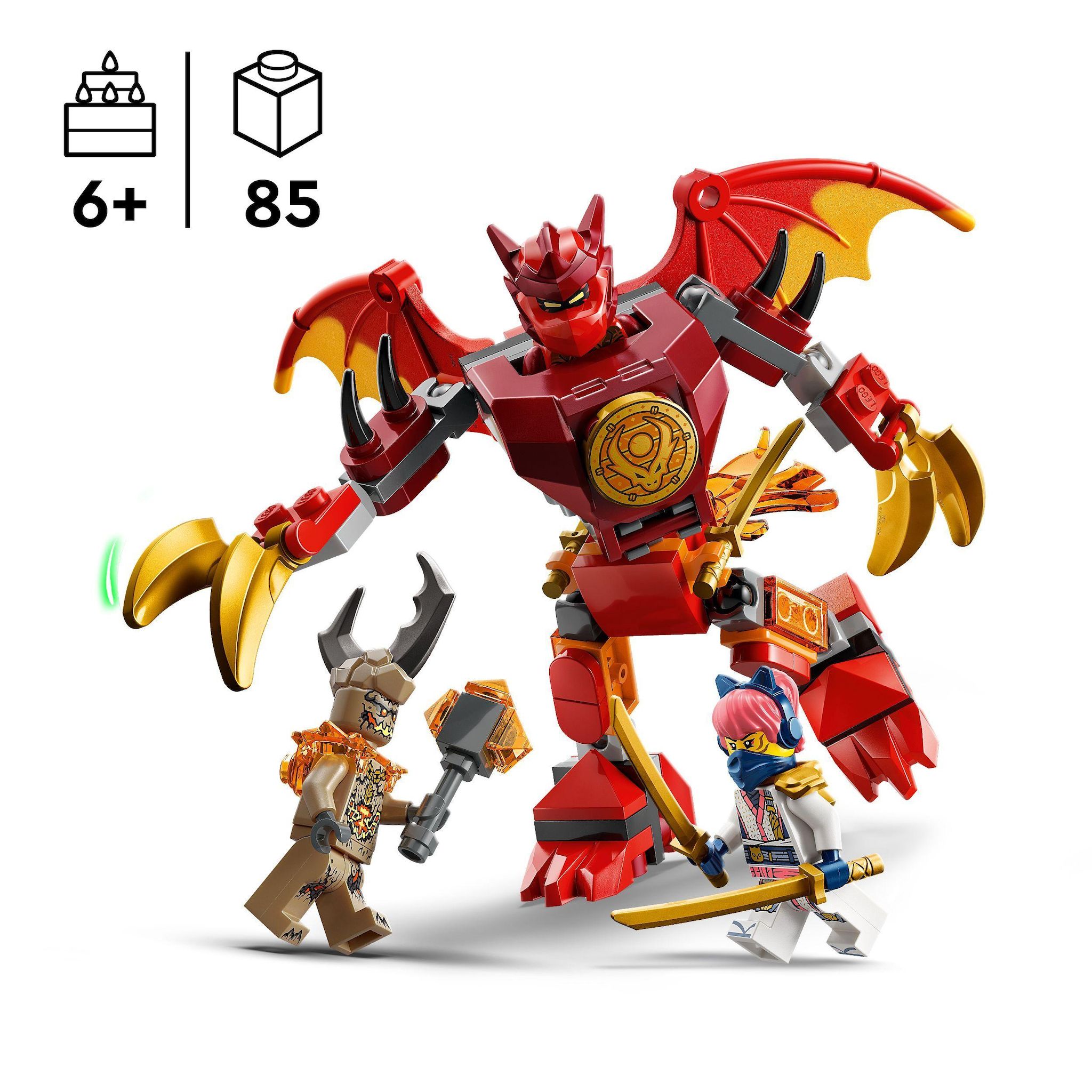 Voir la diapositive 3 : LEGO Ninjago 71851 - Pack de Combat : le Robot Dragon de Kai