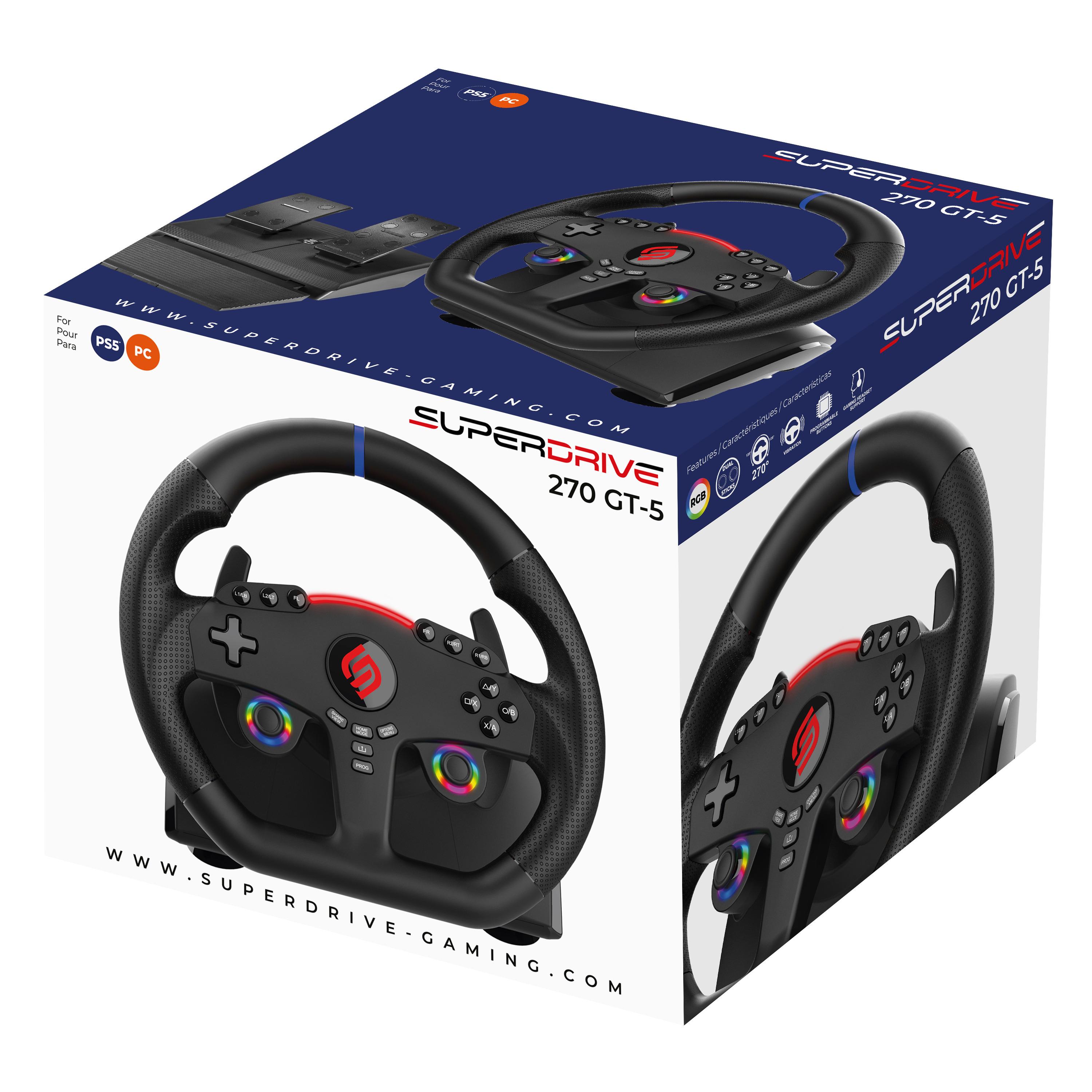 Voir la diapositive 2 : SUBSONIC Volant 270 GT5 PS5 Noir