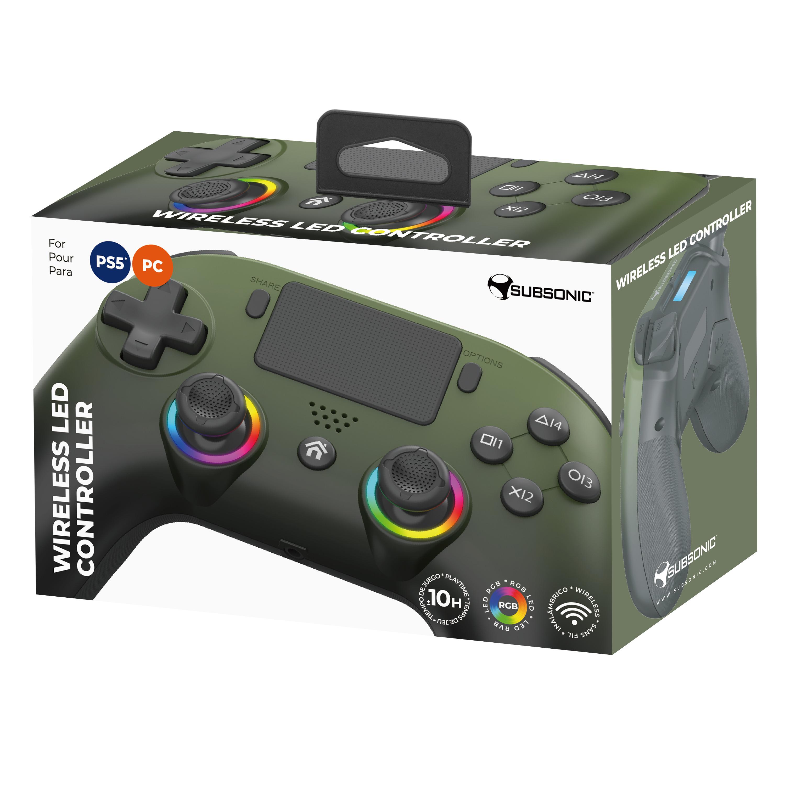 Voir la diapositive 2 : SUBSONIC Manette Sans Fil LED MG PS5 Verte