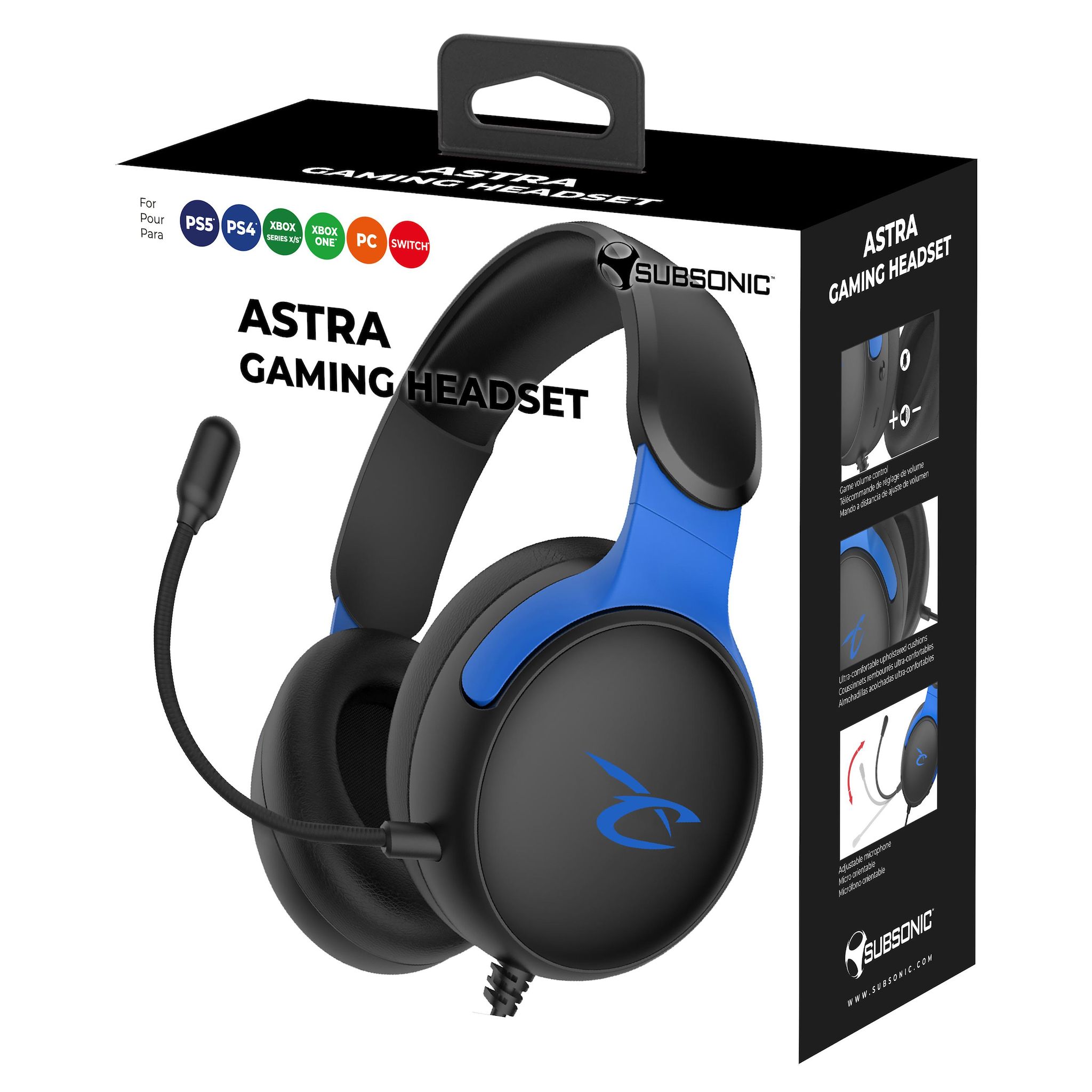 Voir la diapositive 2 : SUBSONIC Casque Gaming Filaire Astra Noir Multiplateforme