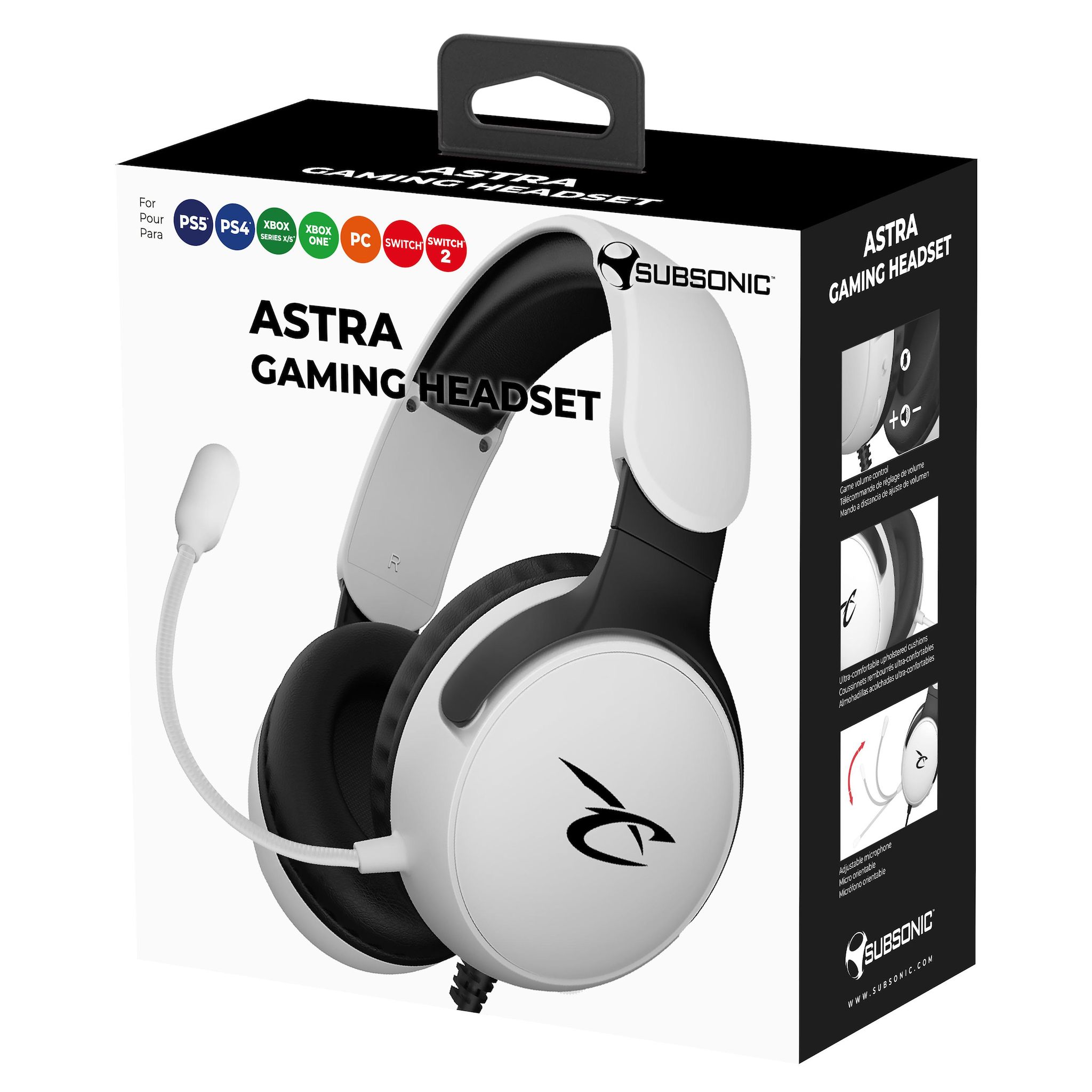 Voir la diapositive 2 : SUBSONIC Casque Gaming Filaire Astra Blanc et Noir Multiplateforme