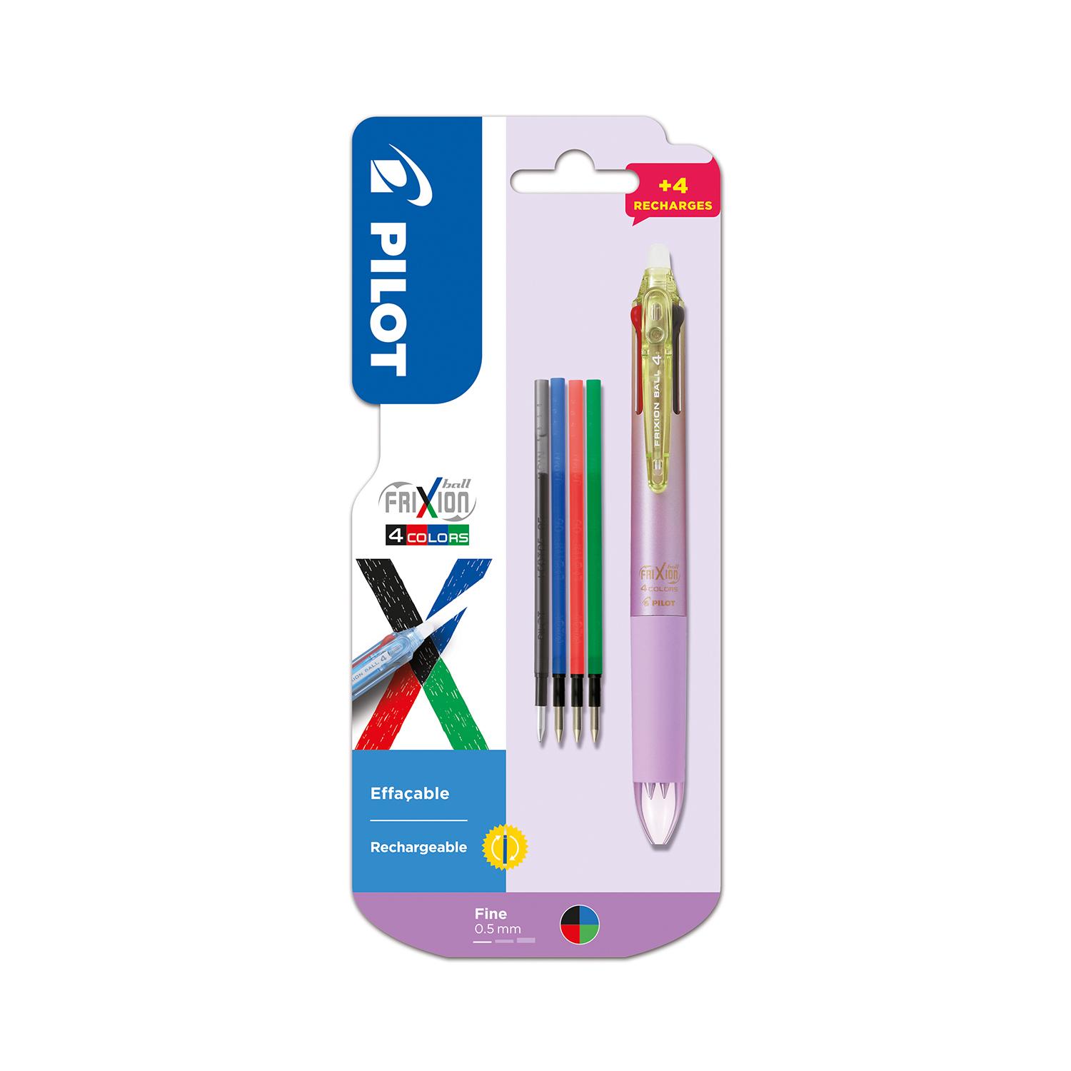 PILOT Stylo Frixion Ball 4 couleurs Dégradé Violet + Recharge 4 couleurs