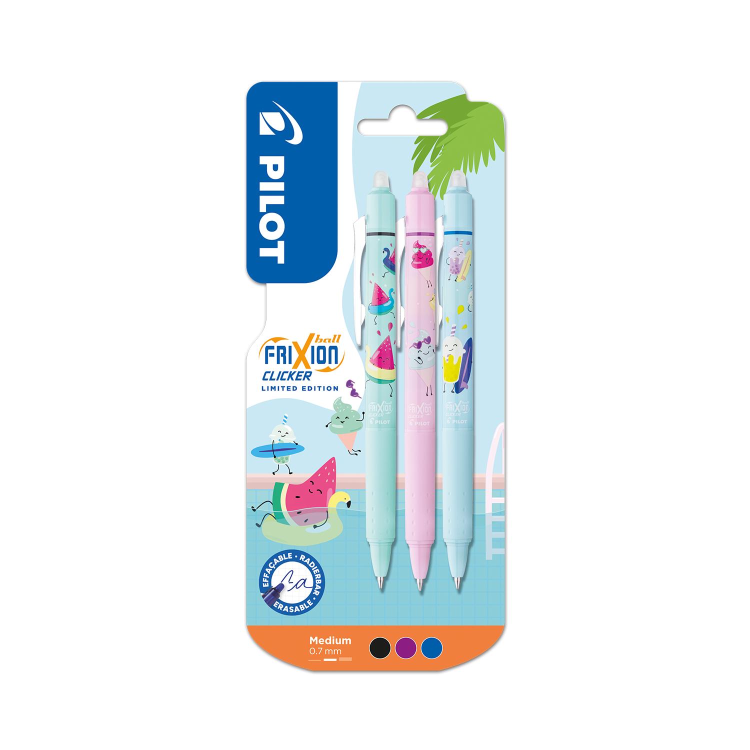 PILOT Stylos Frixion Clicker x3 Édition limitée Pool Party