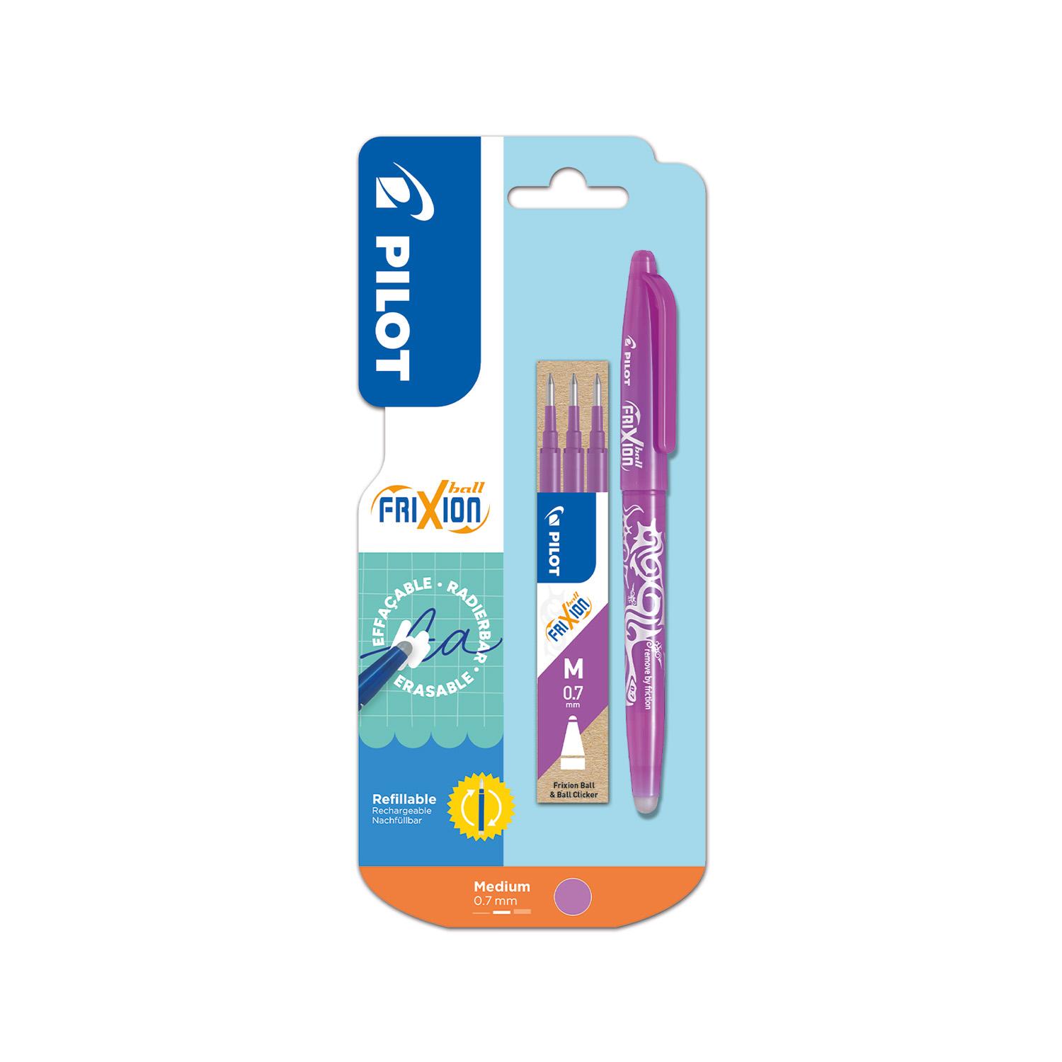 PILOT Stylos Frixion Ball Mauve + 3 recharges