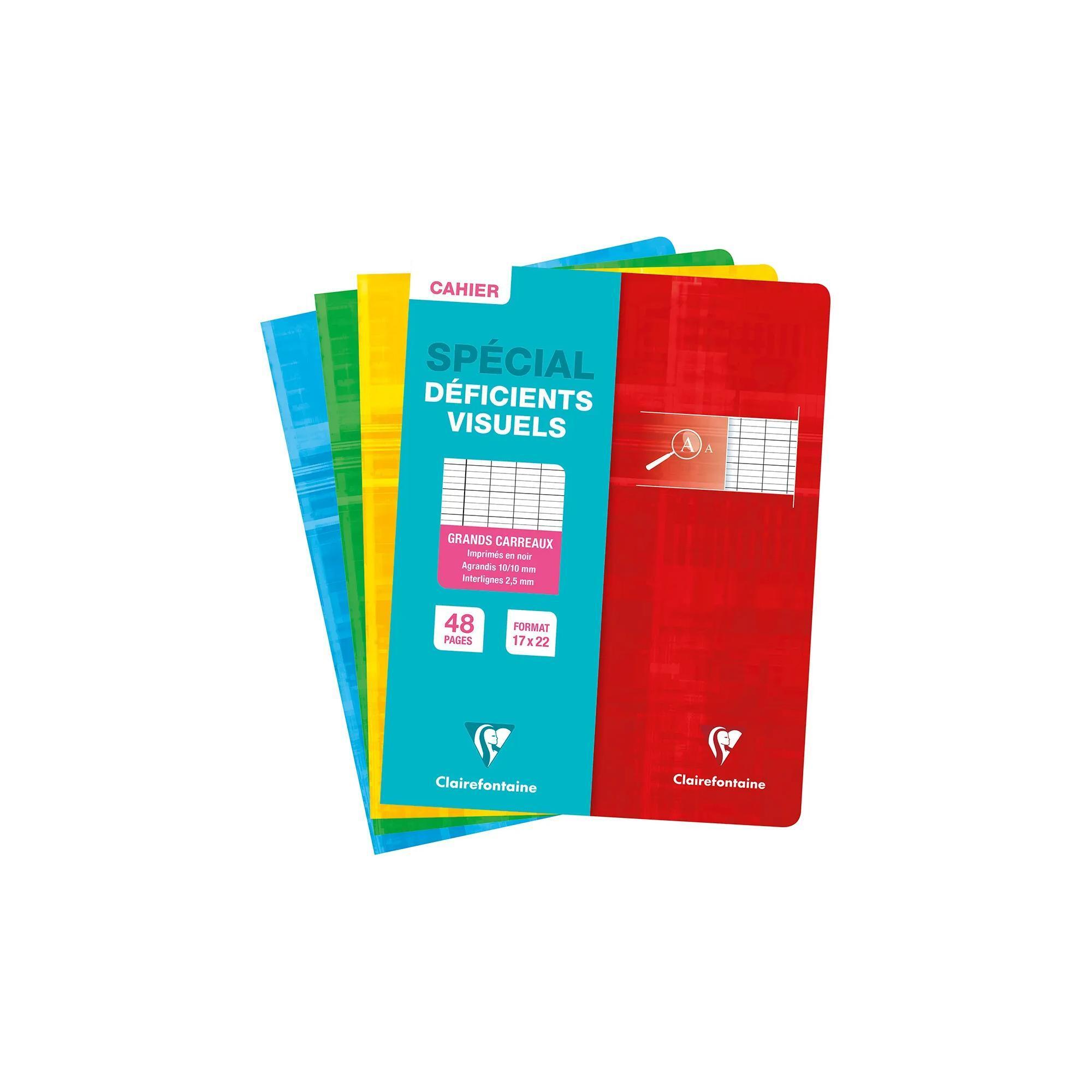 CLAIREFONTAINE Cahier Piqué Spécial Déficients Visuels – 48 Pages, Couverture Pelliculée