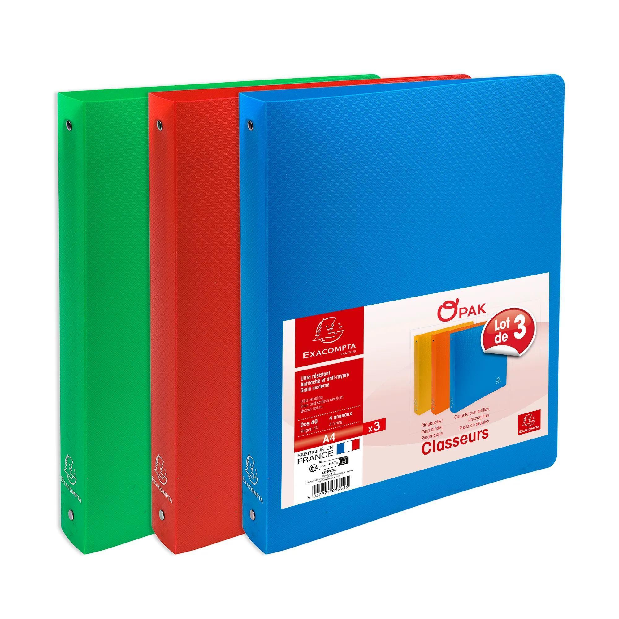 EXACOMPTA Lot de 3 classeurs, dos 40 mm