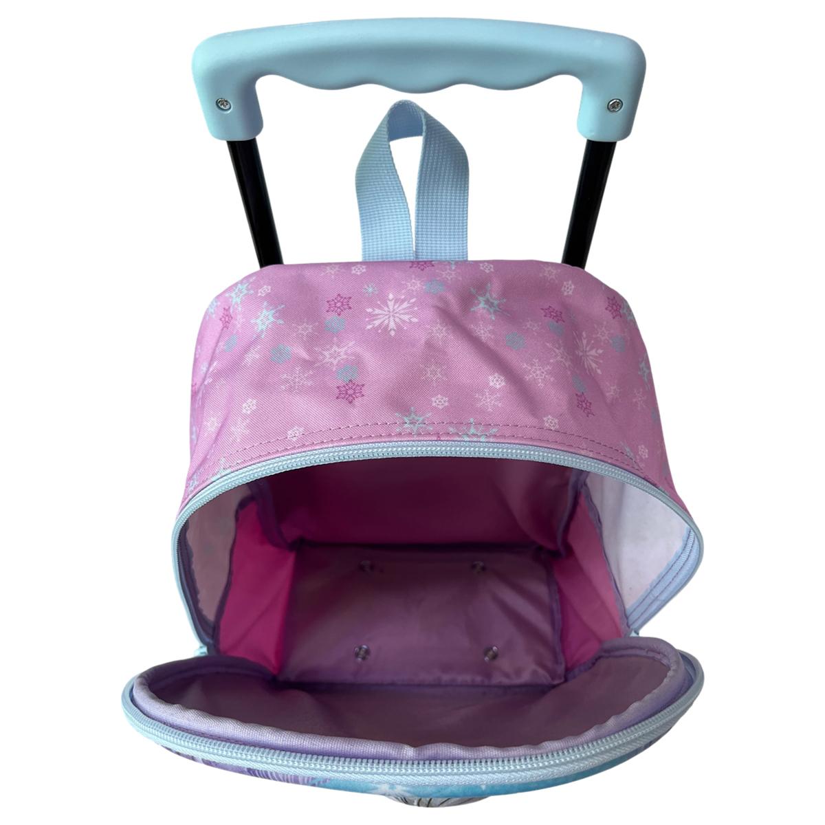 Voir la diapositive 4 : AUCHAN Sac à Goûter à roulettes 3D Reine des Neiges
