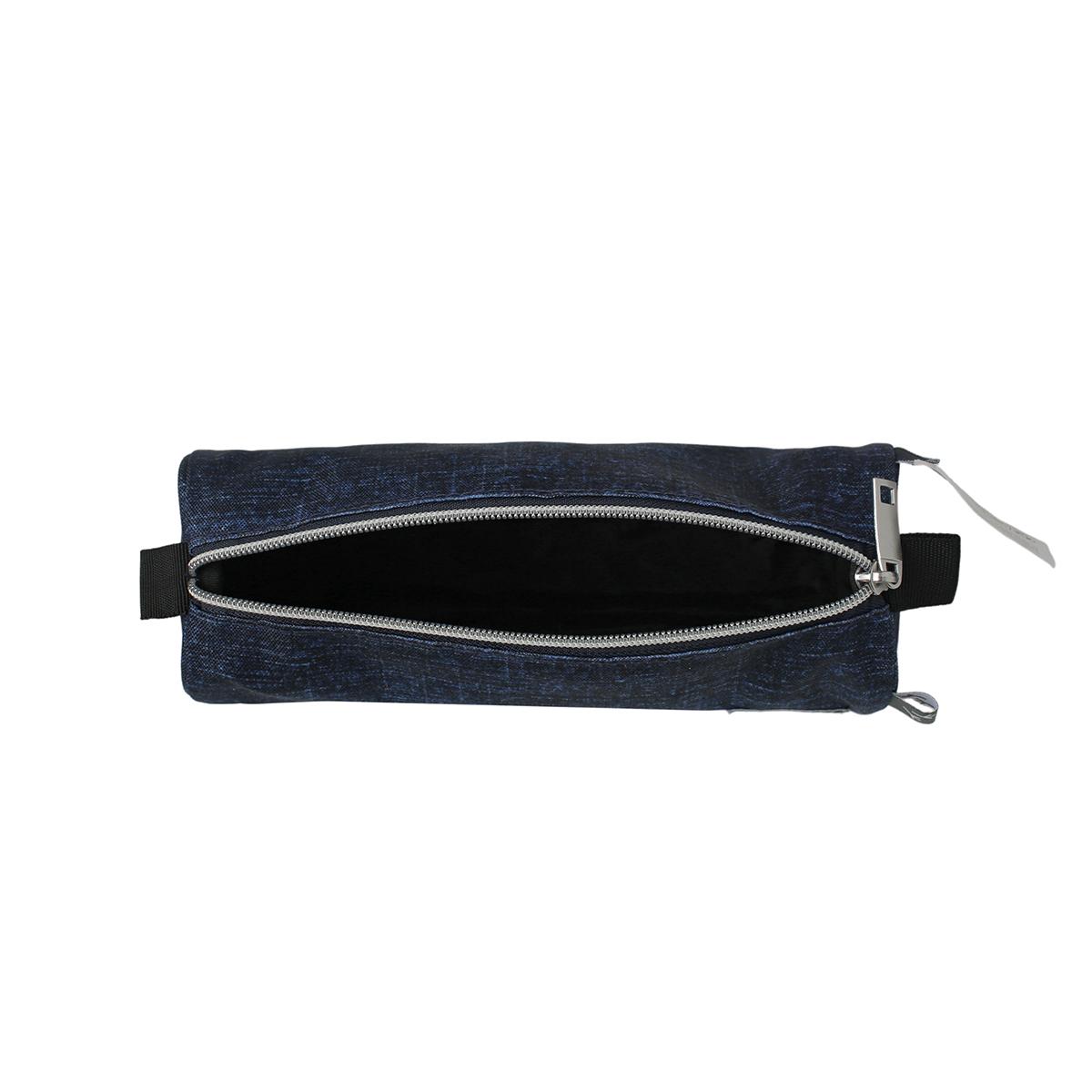 Voir la diapositive 4 : AUCHAN Trousse 1 compartiment ronde - Bleu Denim