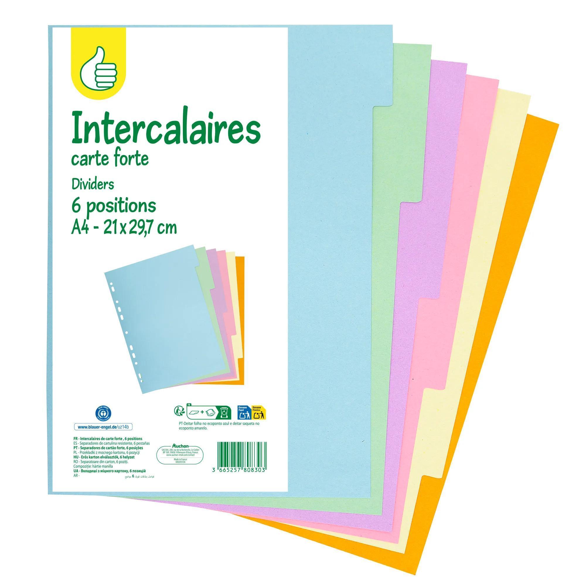 POUCE Intercalaires x6 pièces format A4, en polypro recyclée