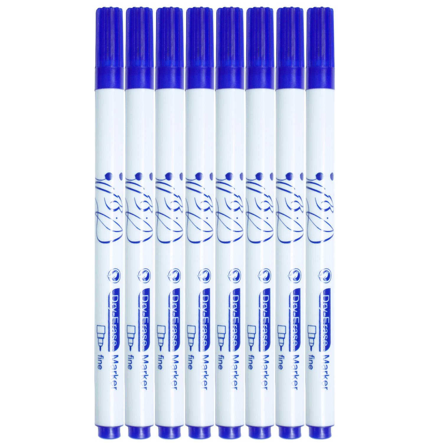 Voir la diapositive 2 : AUCHAN Lot de 8 marqueurs effaçable à sec Pointe Ogive - Bleu