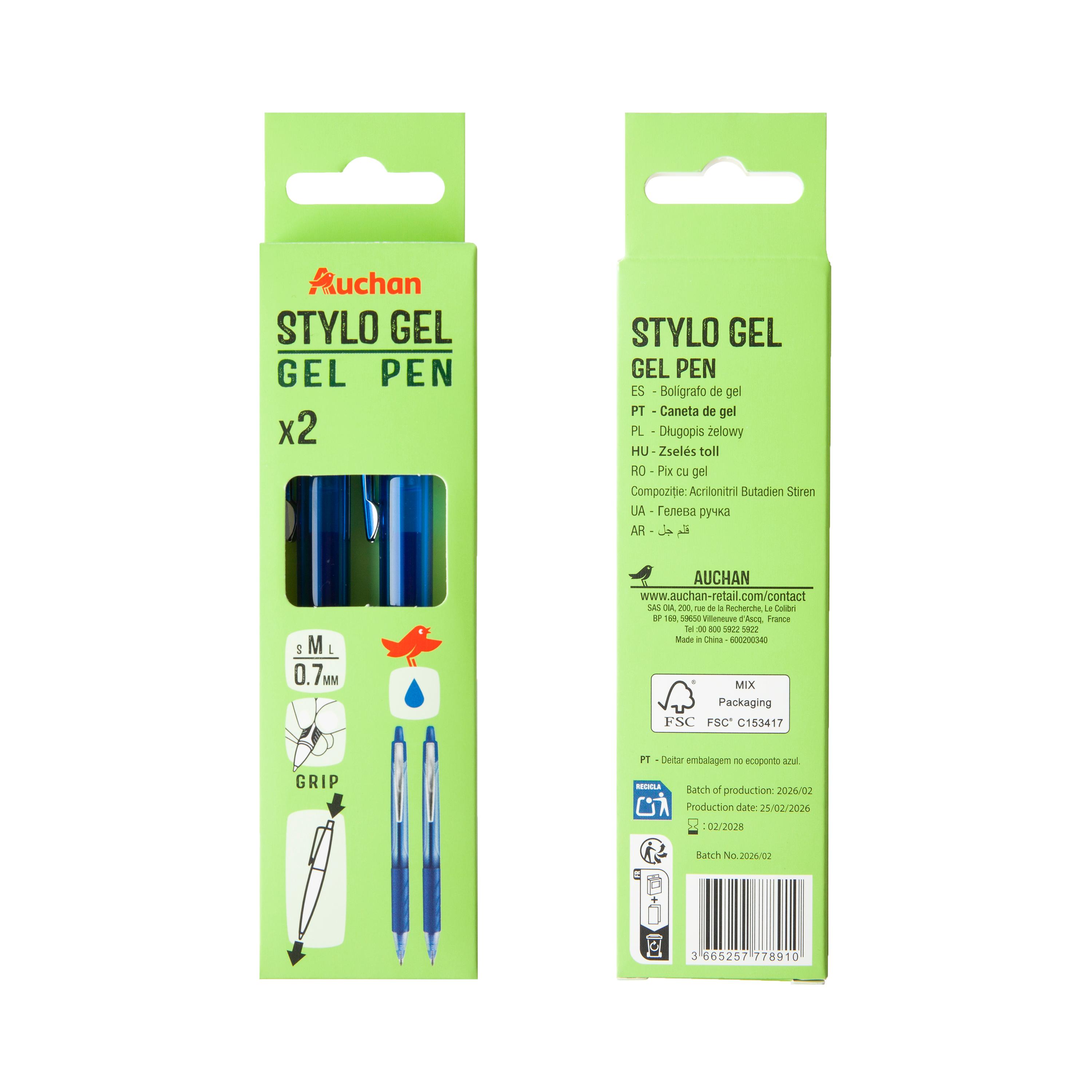 AUCHAN Stylos rétractable et rechargeable - Bleu