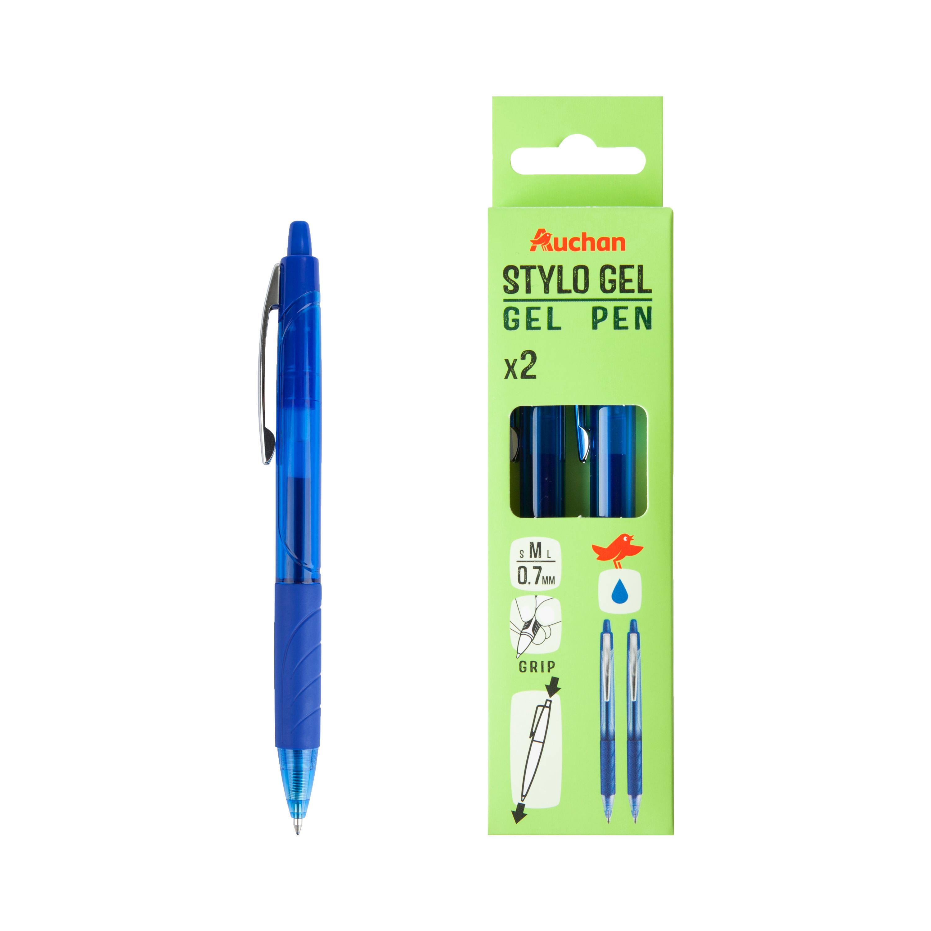 Voir la diapositive 2 : AUCHAN Stylos rétractable et rechargeable - Bleu