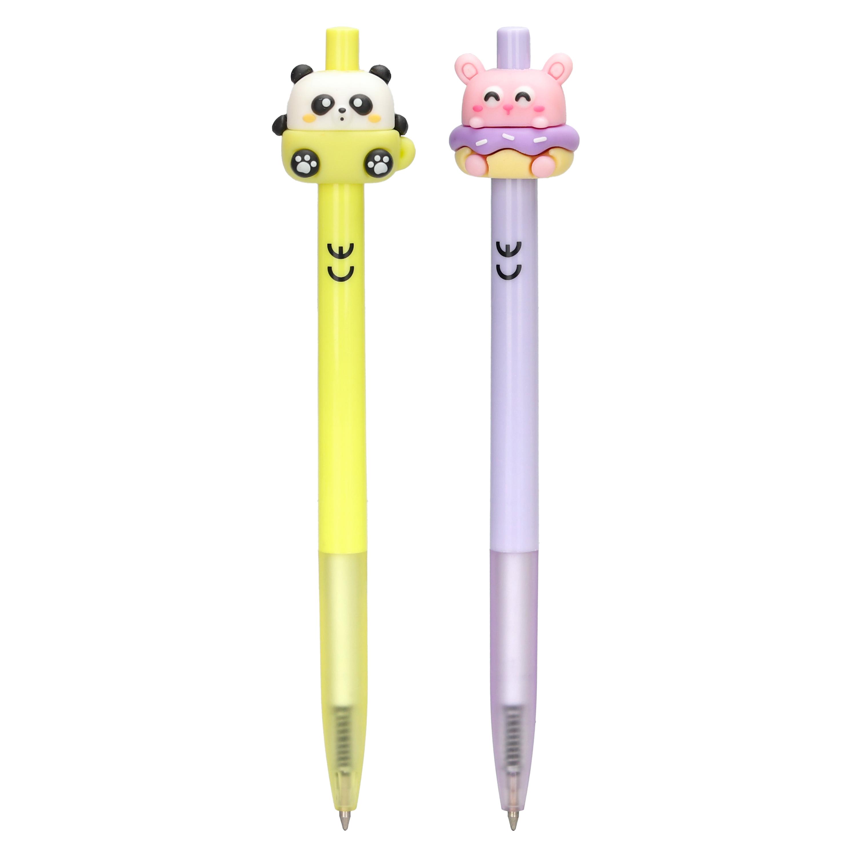 AUCHAN Stylo Bille rétractable Animaux - Jaune et Violet