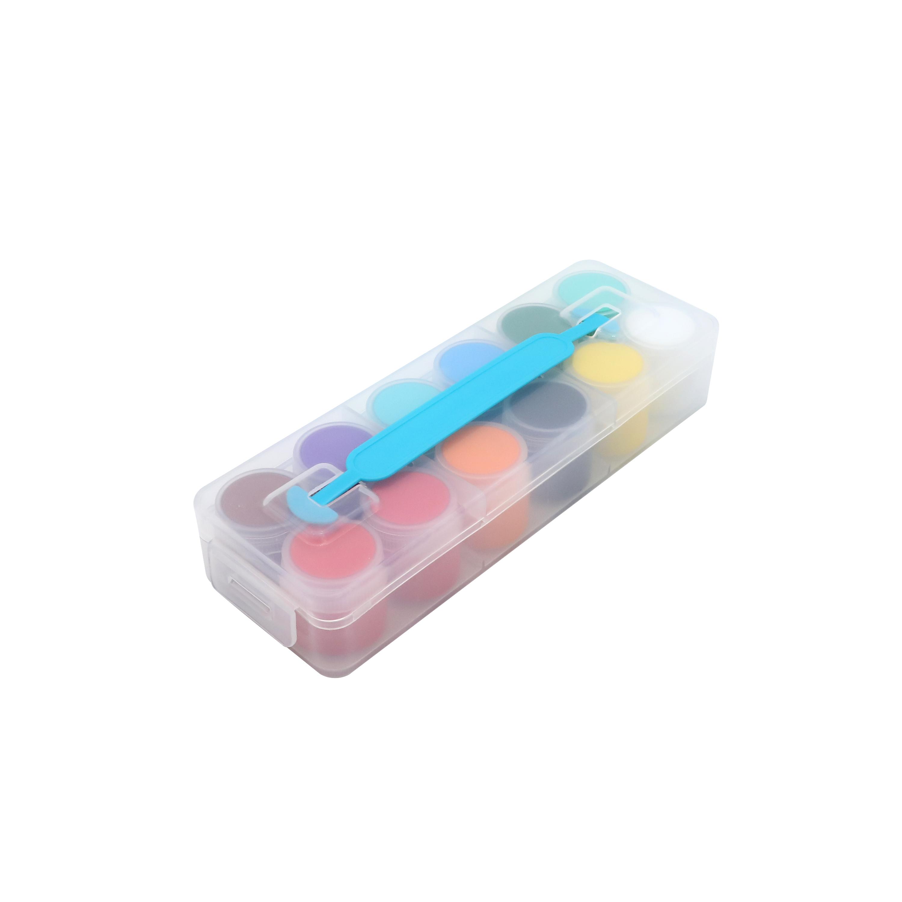 Voir la diapositive 2 : AUCHAN Lot de 12 pots de gouache 20ml avec pinceau