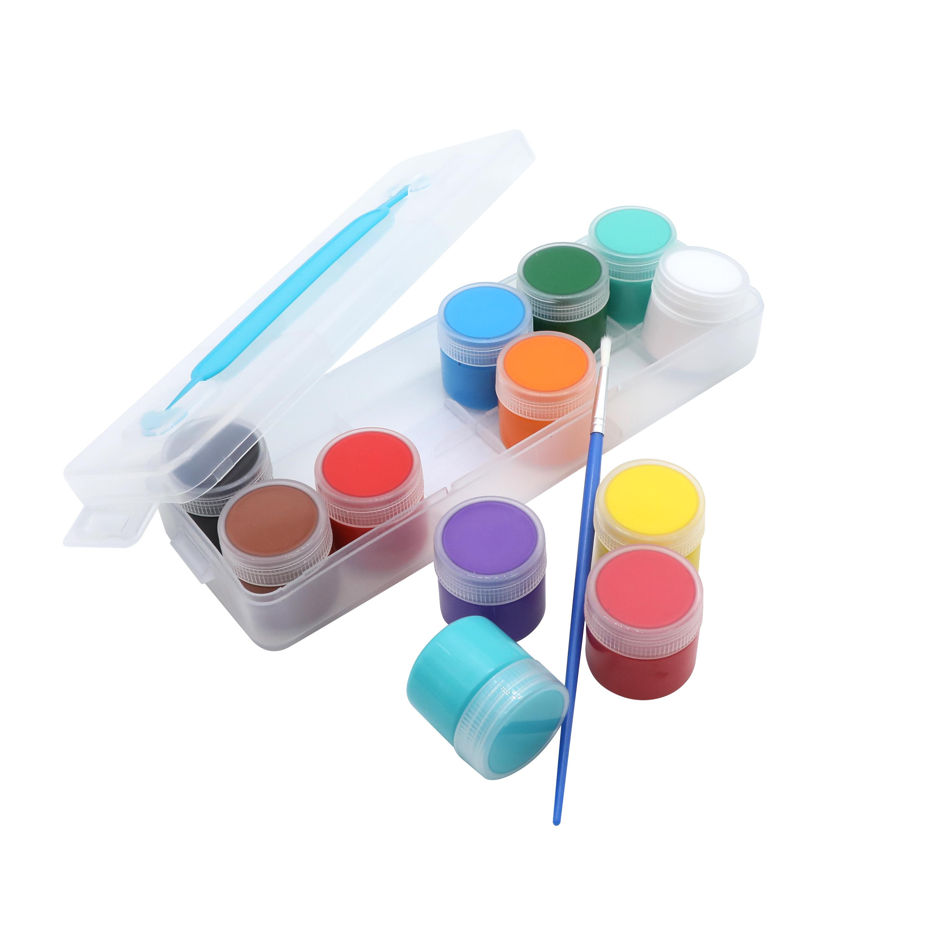 Voir la diapositive 3 : AUCHAN Lot de 12 pots de gouache 20ml avec pinceau