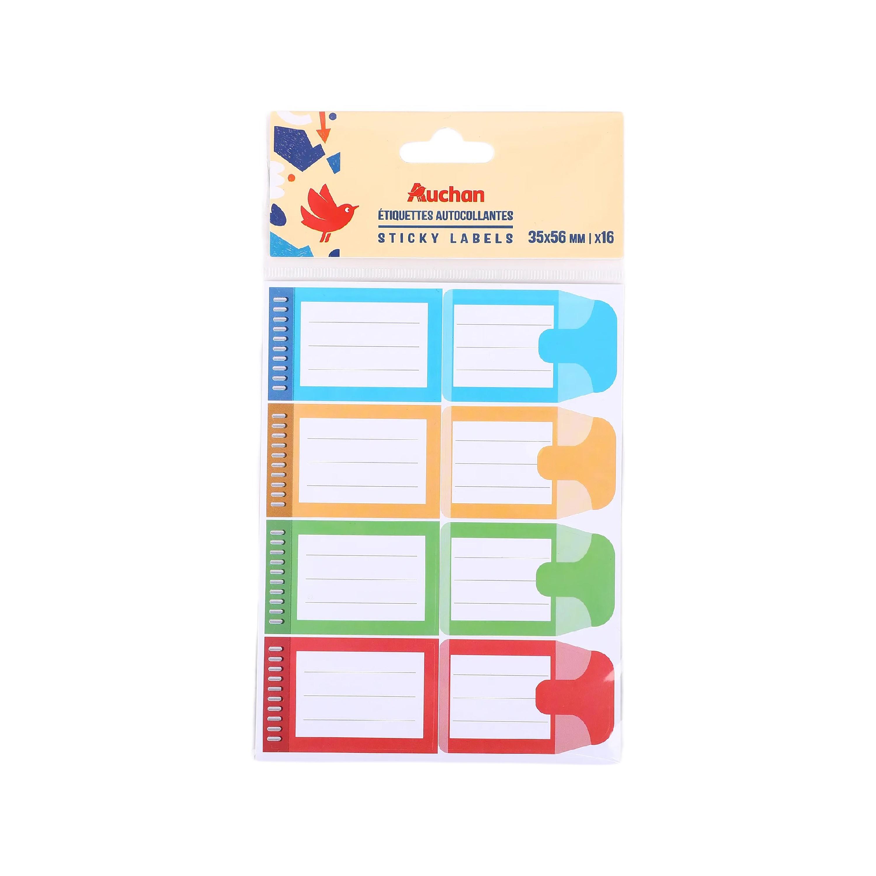 AUCHAN Étiquettes Fun 36x56mm x16
