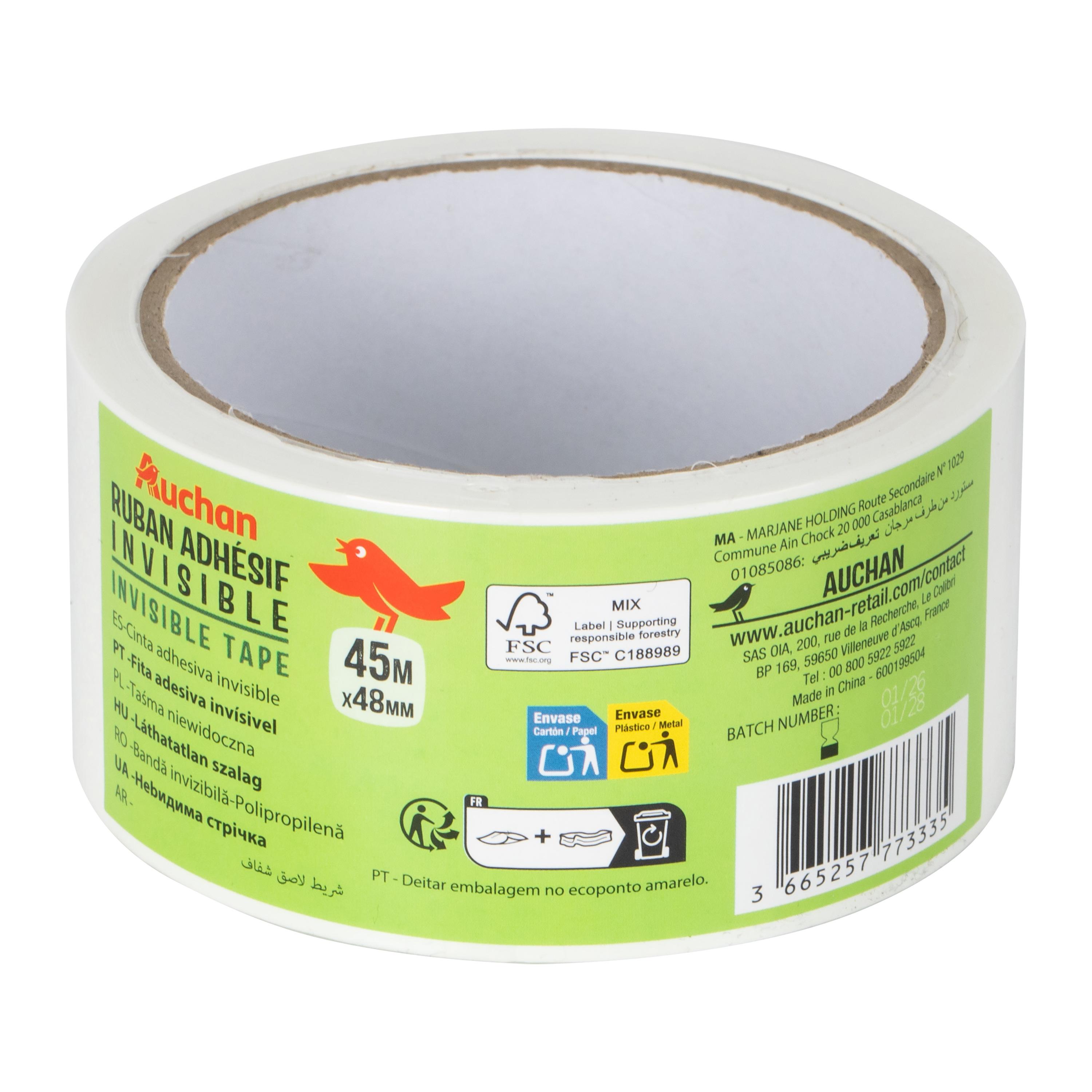 AUCHAN Ruban adhésif 45mx48mm - Invisible