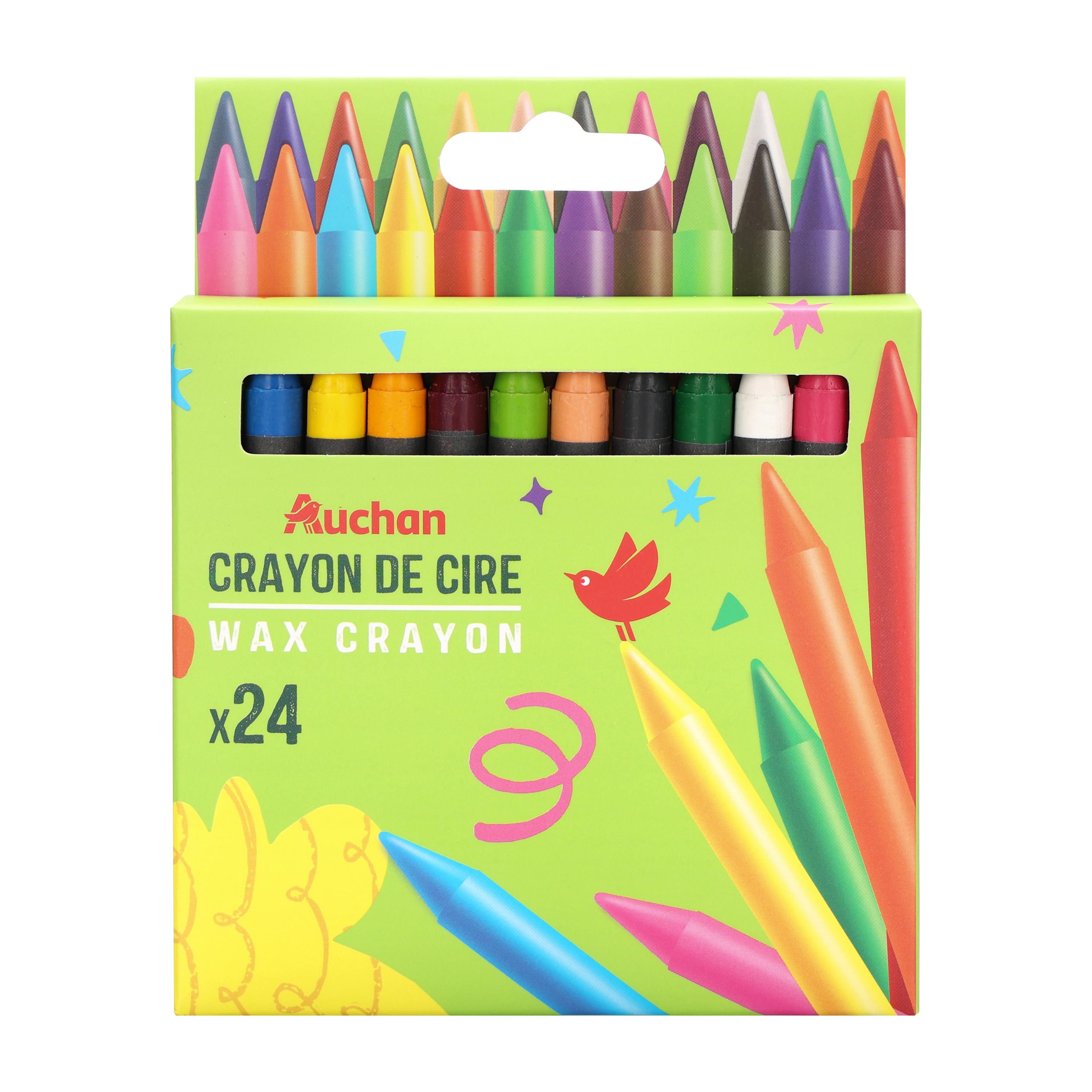 AUCHAN Pochette de 24 mini crayons de cire