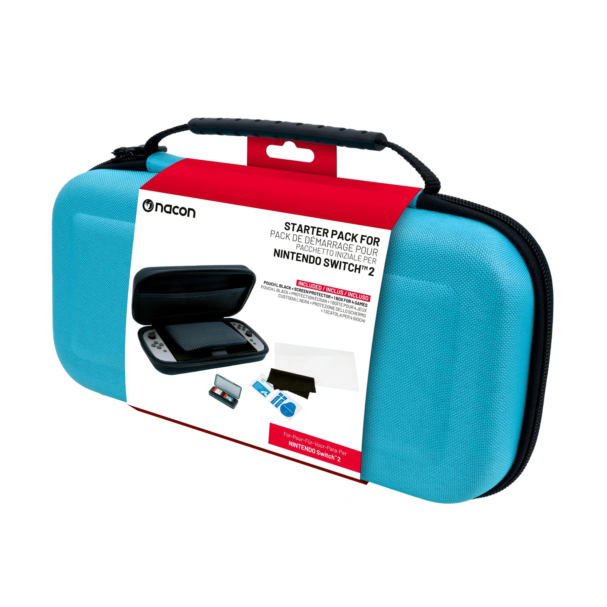 NACON Pack pochette rigide + protection d'écran + boîte de rangement bleu Nintendo Switch 2