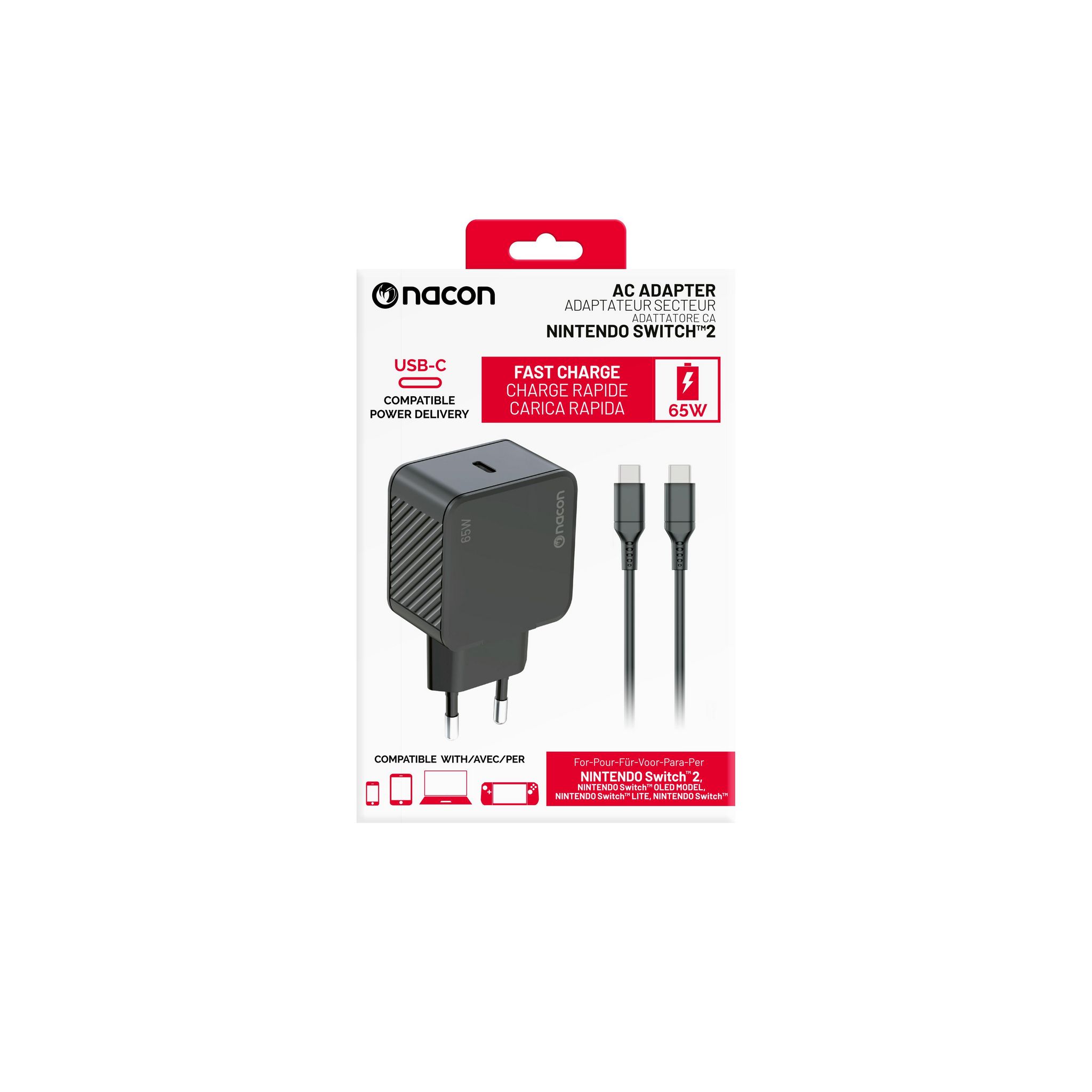 Voir la diapositive 1 : NACON Adaptateur secteur 65 W Noir pour Nintendo Switch 2