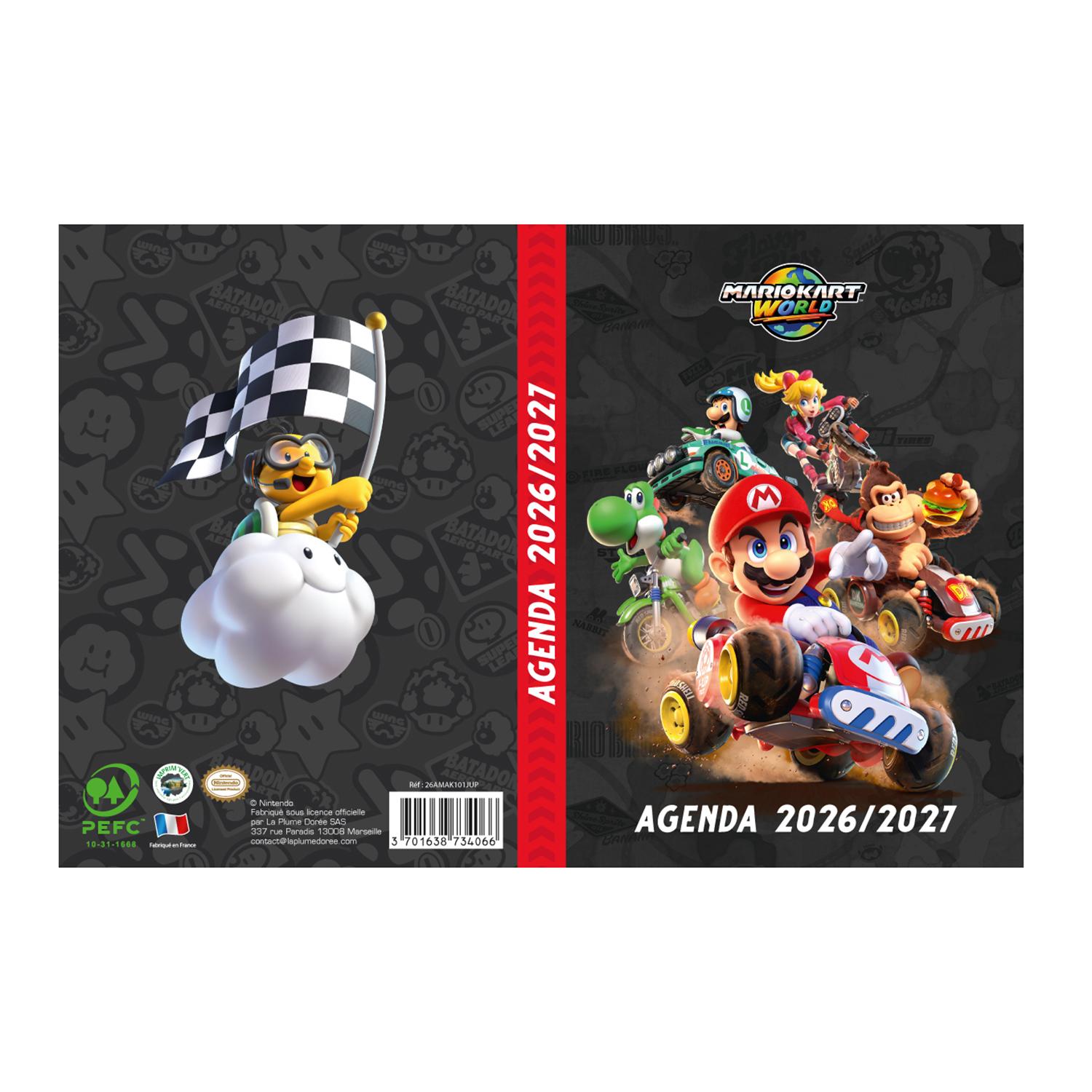 LA PLUME DORÉE Agenda Scolaire Mario Kart 2026/2027