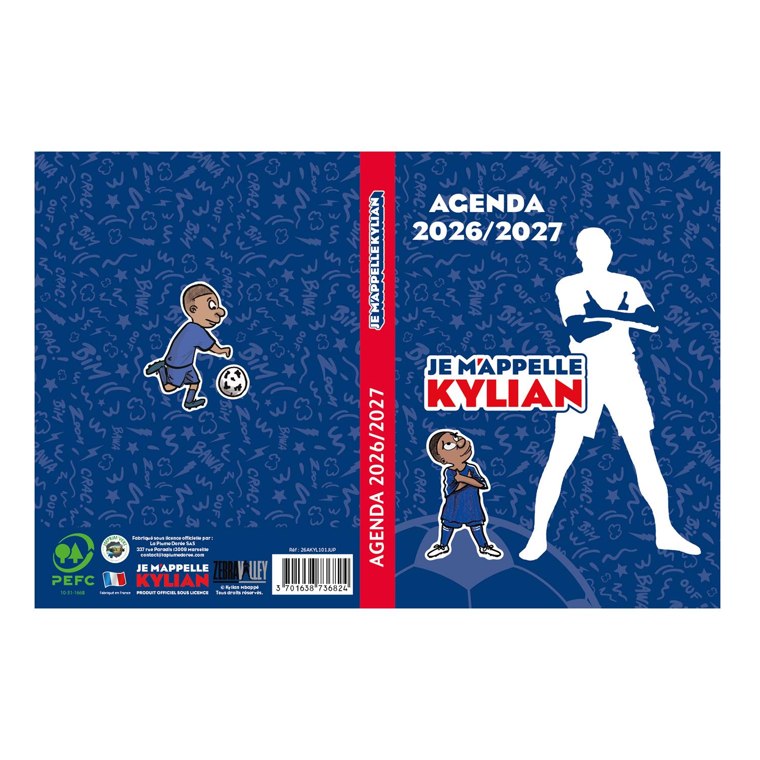 LA PLUME DORÉE Agenda Scolaire je m'appelle Kylian 2026/2027