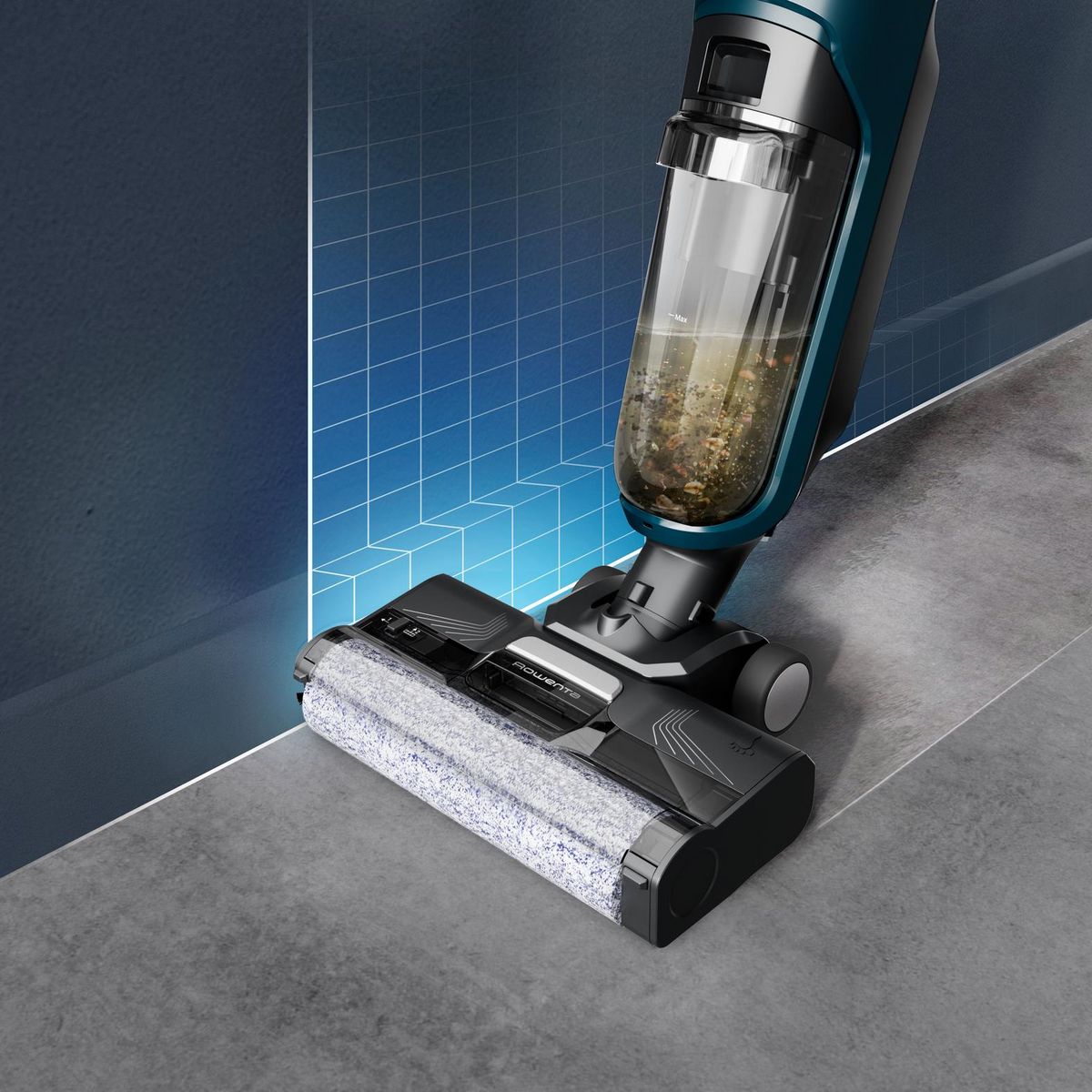 ROWENTA Aspirateur balai laveur GZ2251E0 - Bleu